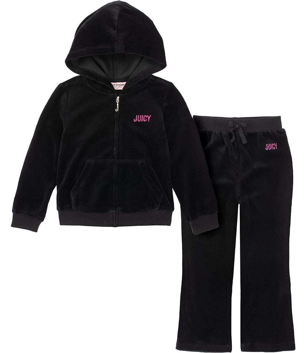 Juicy Couture Girls 12-24 Months Velour Zip Jogger Set