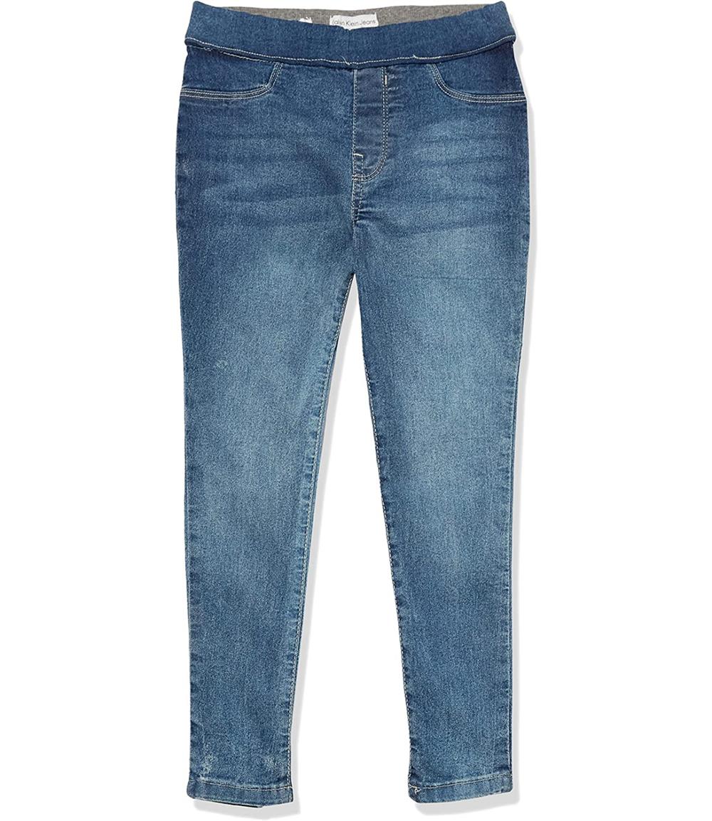 Calvin Klein Girls 7-16 Logo Waist Denim Jegging