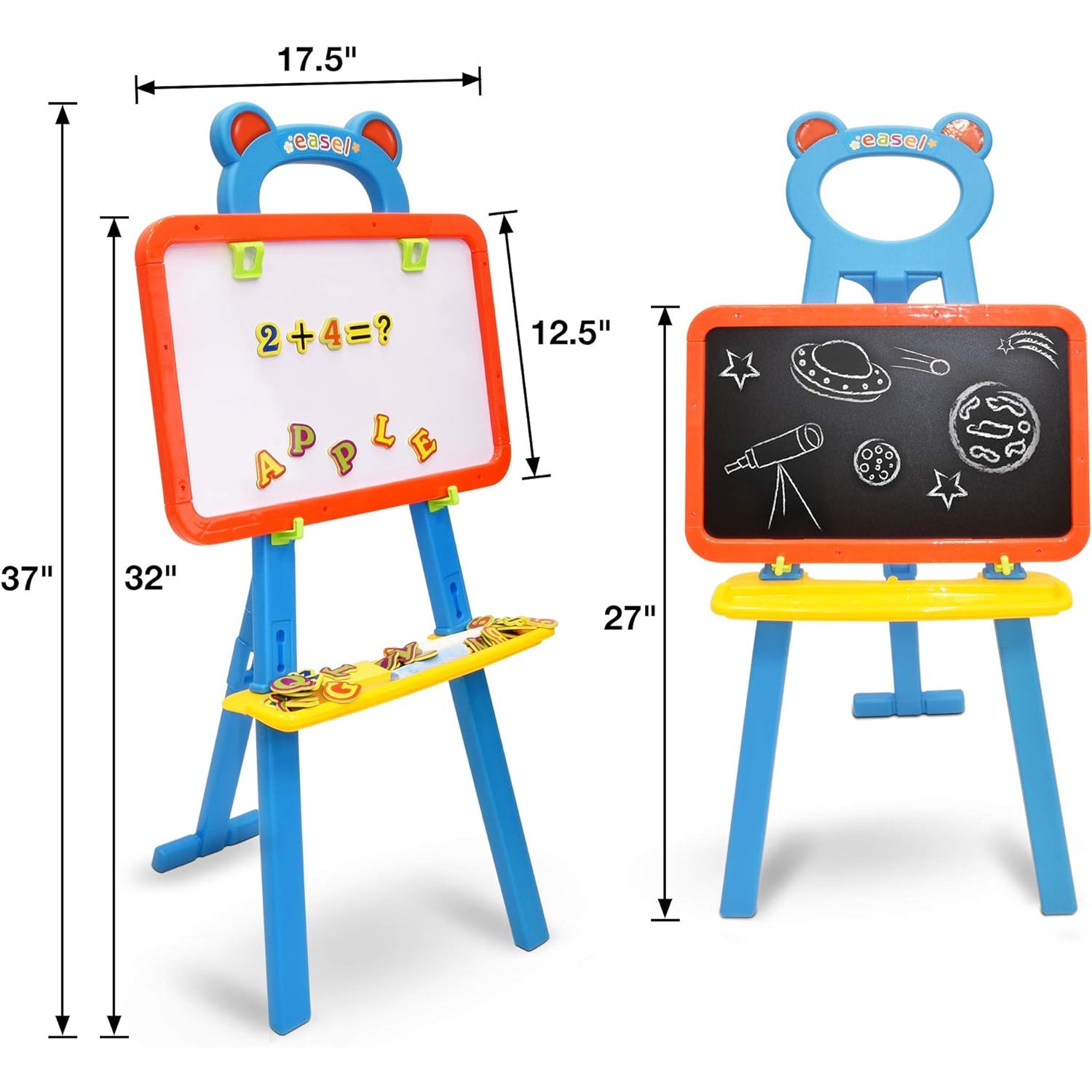 Lollipop 3-in-1 Deluxe Learning Easel Dry Erase White Board, Magnetic Board and Chalkboard Art