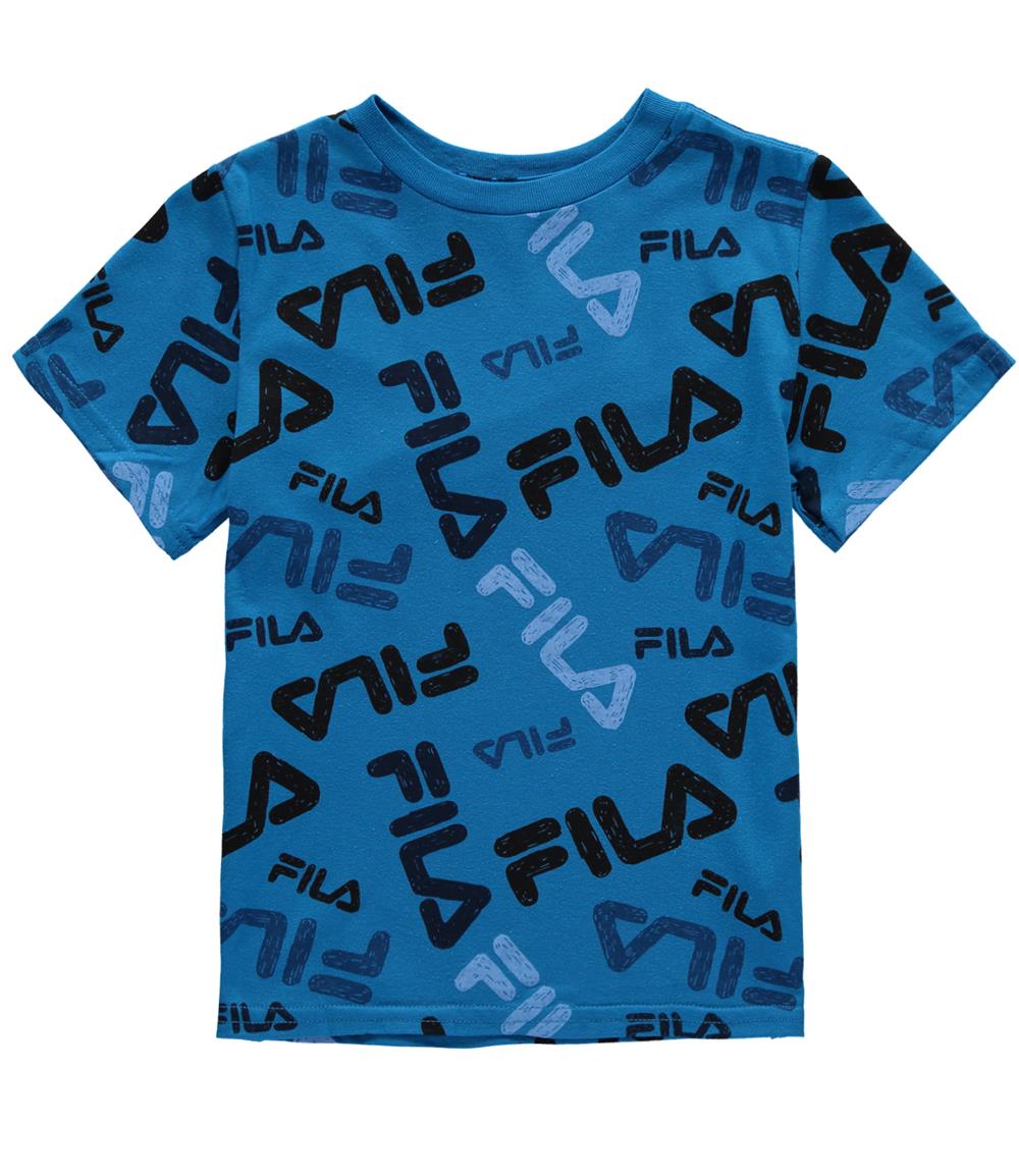 FILA Boys 4-7 Short Sleeve Scattered All Over Print Logo T-Shirt