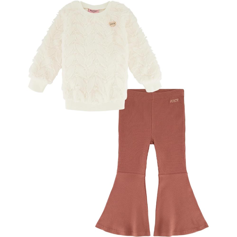 Juicy Couture Girls 2T-4T Faux Fur Flare Pant Set