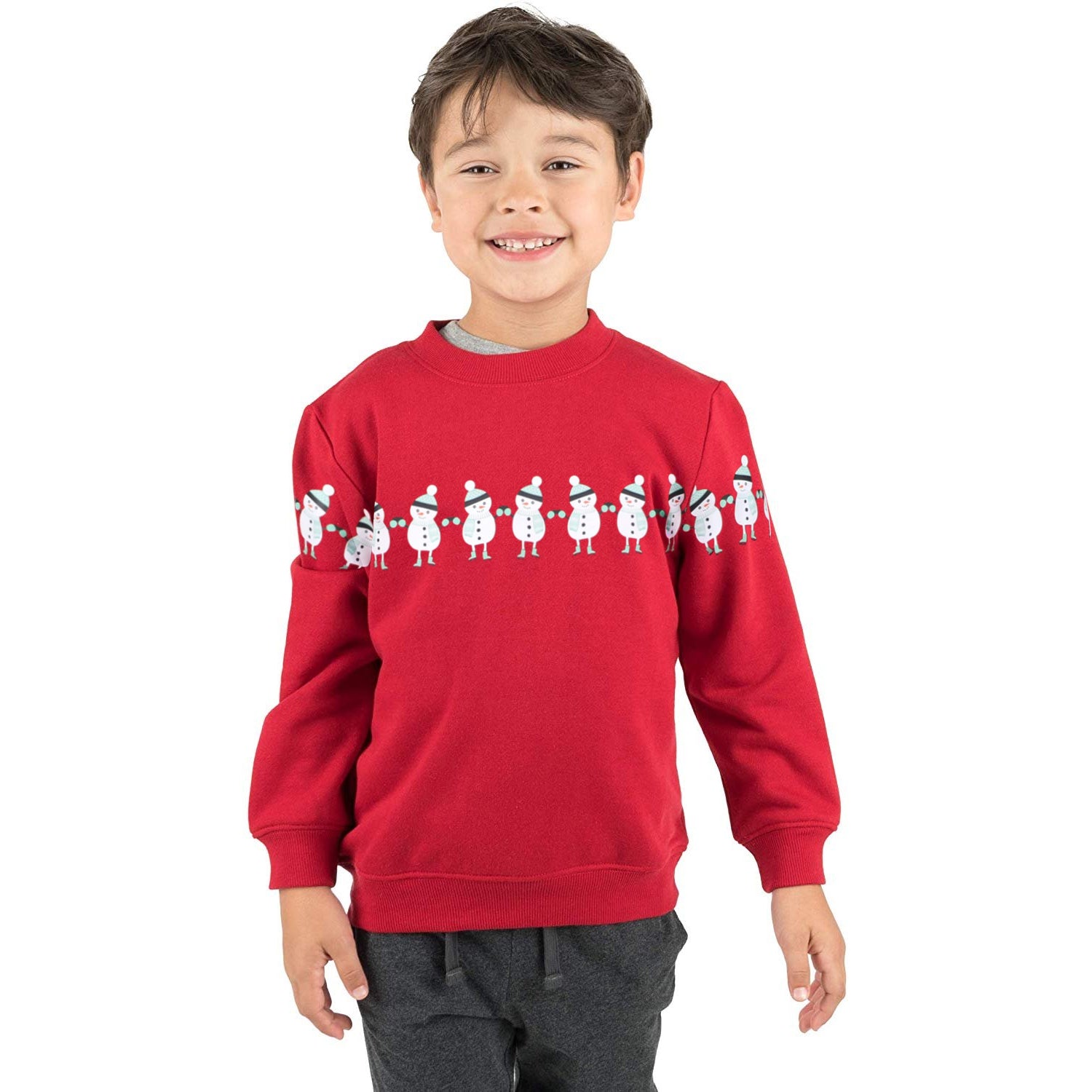 Kimu Boys 2-18 Raglan Sleeve Penguin Family French Terry Sweater Sweatshirt