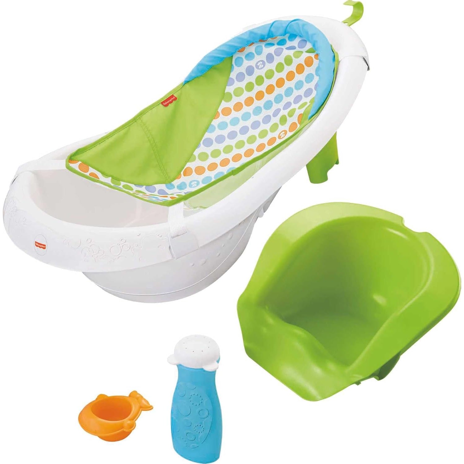 Fisher Price Baby Bath Tub, 4-In-1 Newborn To Toddler Tub With Bath Toys, Sling ‘n Seat Tub, Green