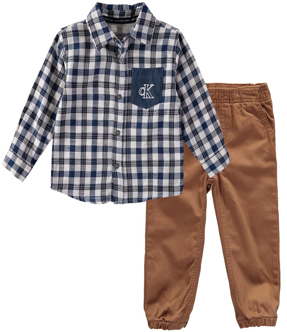 Calvin Klein Boys 12-24 Months Check Plaid Pant Set