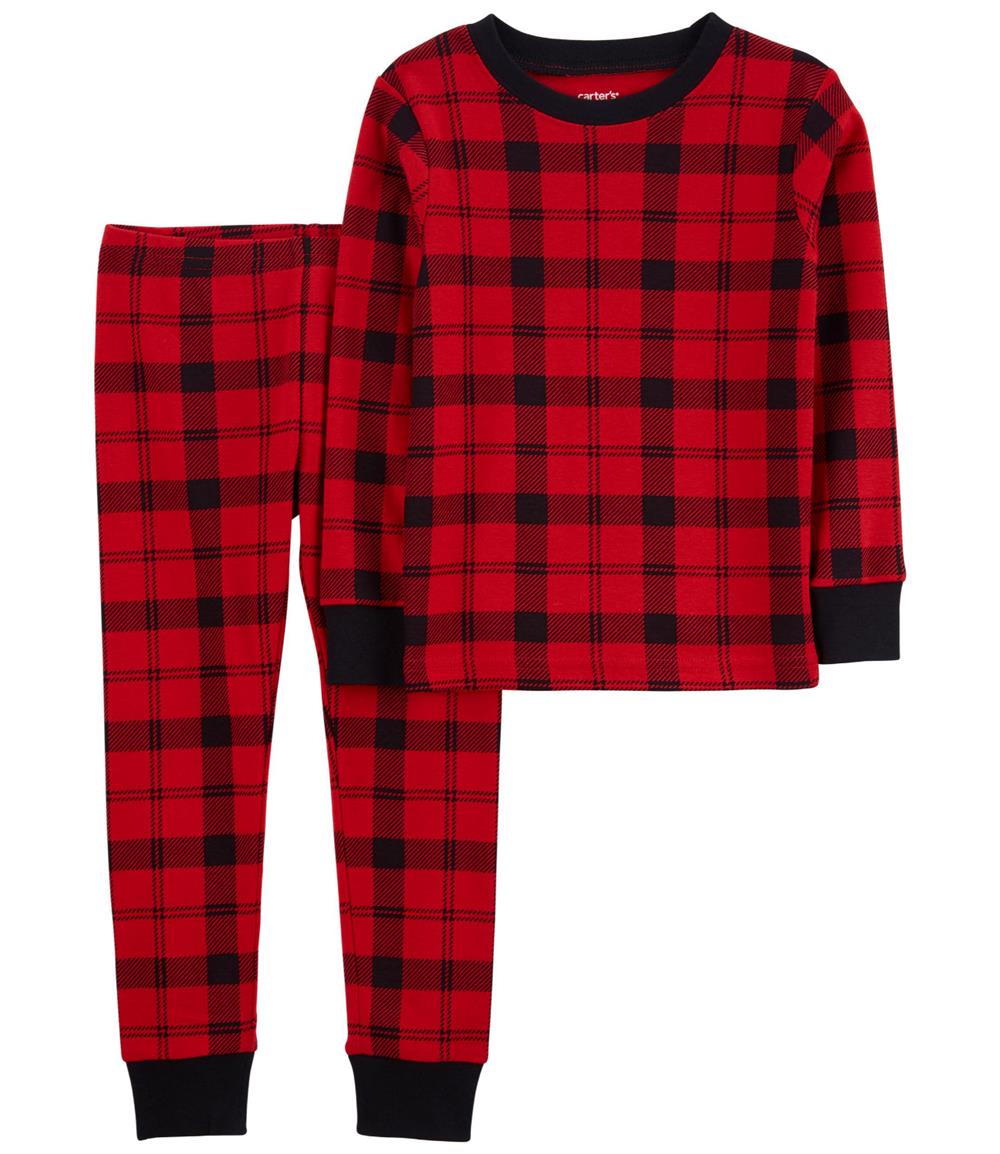 Carters Boys 2T-5T 2-Piece Plaid 100% Snug Fit Cotton PJ Set