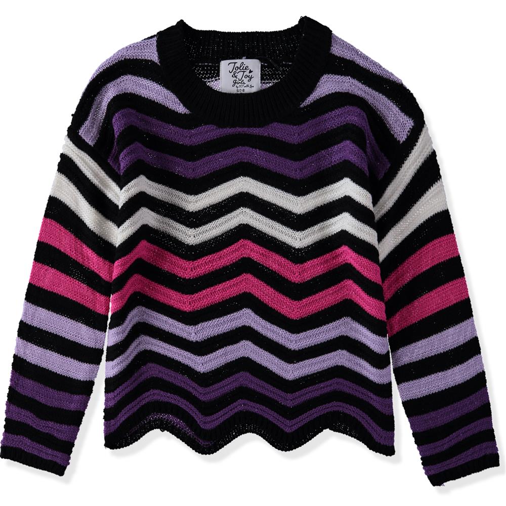 Jolie & Joy Girls 7-16 Long Sleeve Chevron Sweater