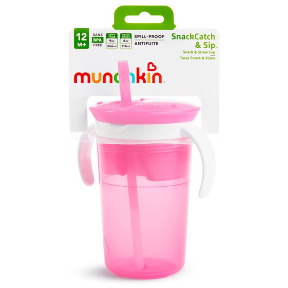 Munchkin SnackCatch & Sip 2-in-1 Snack Catcher & Spill-Proof Cup, Colors May Vary