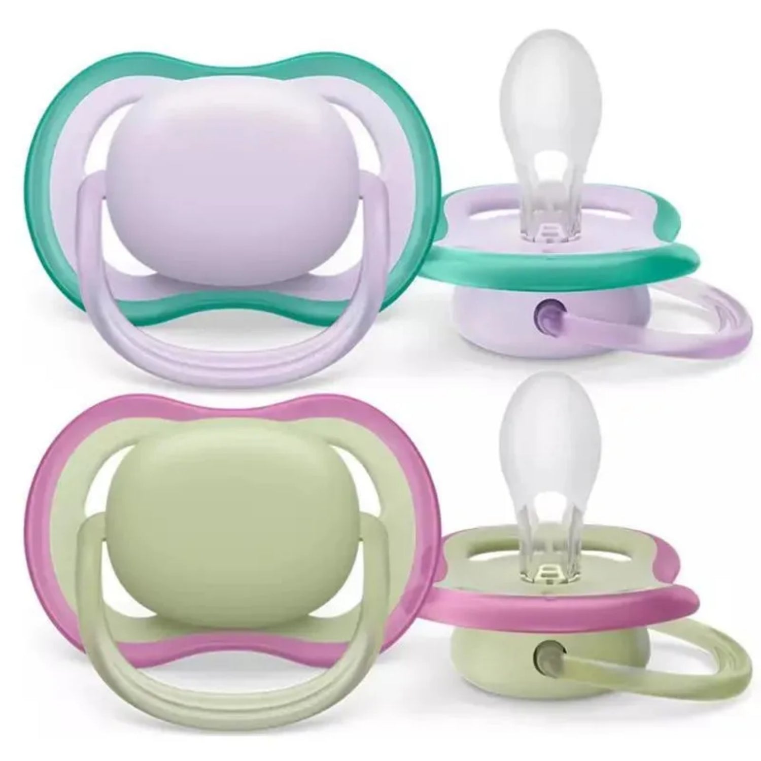 Philips Avent Ultra Air Pacifier, 0-6M, Fresh Lilac & Pastel Green - 2 Pack