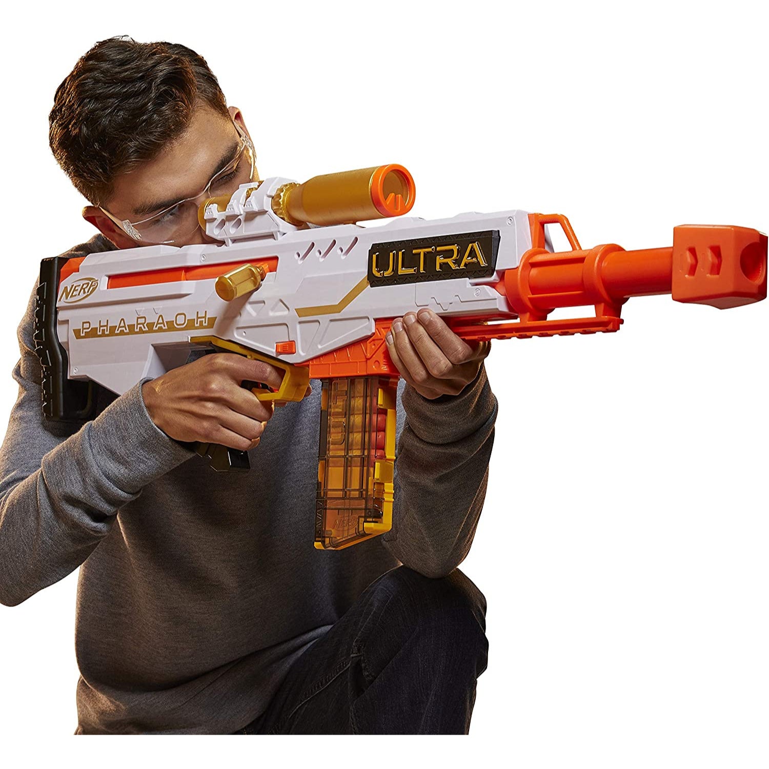 NERF Ultra Pharaoh Blaster with Premium Gold Accents, 10-Dart Clip, 10 Ultra Darts,