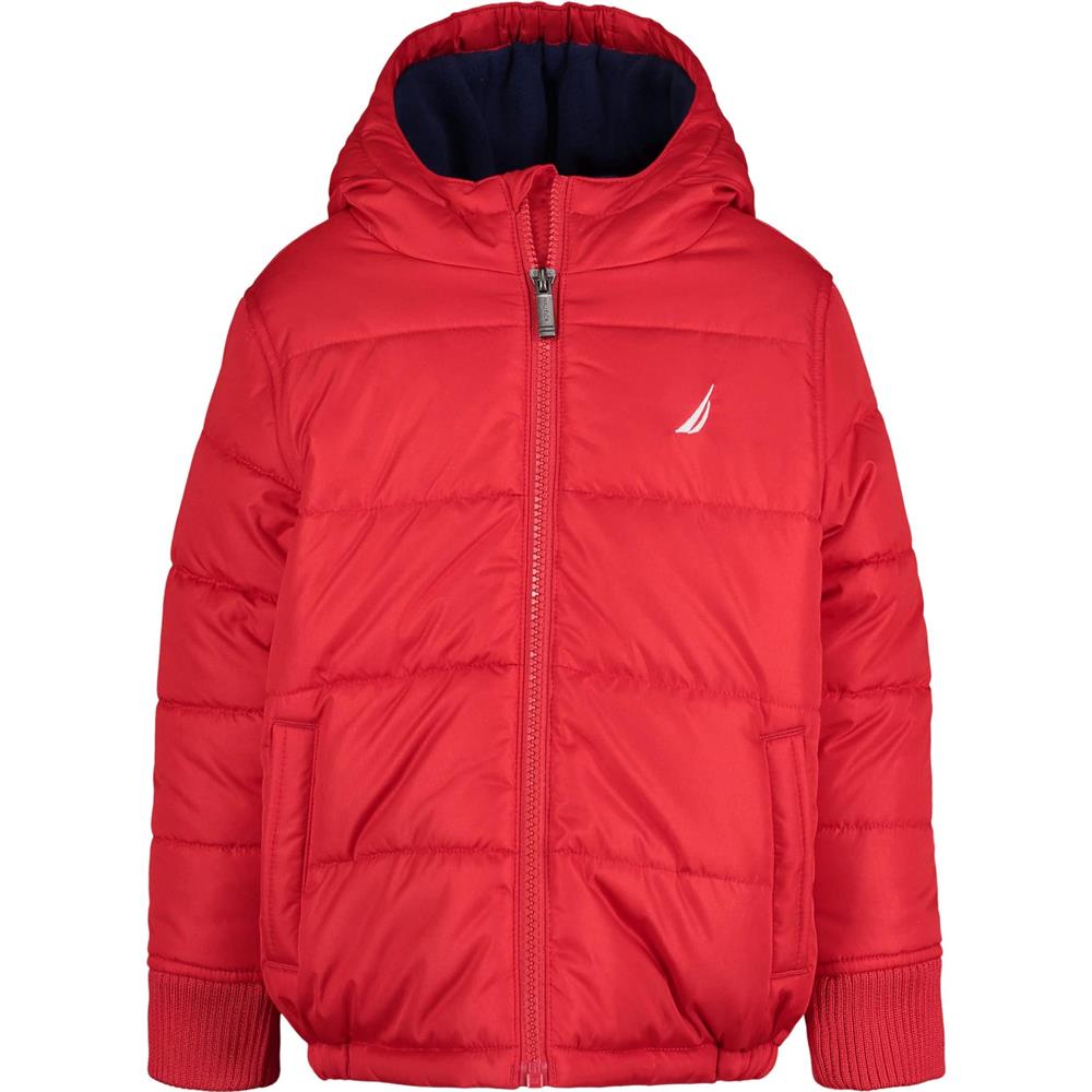 Nautica Boys 4-7 Sail Hooded Bubble Jacket with Polar Fleece Lining