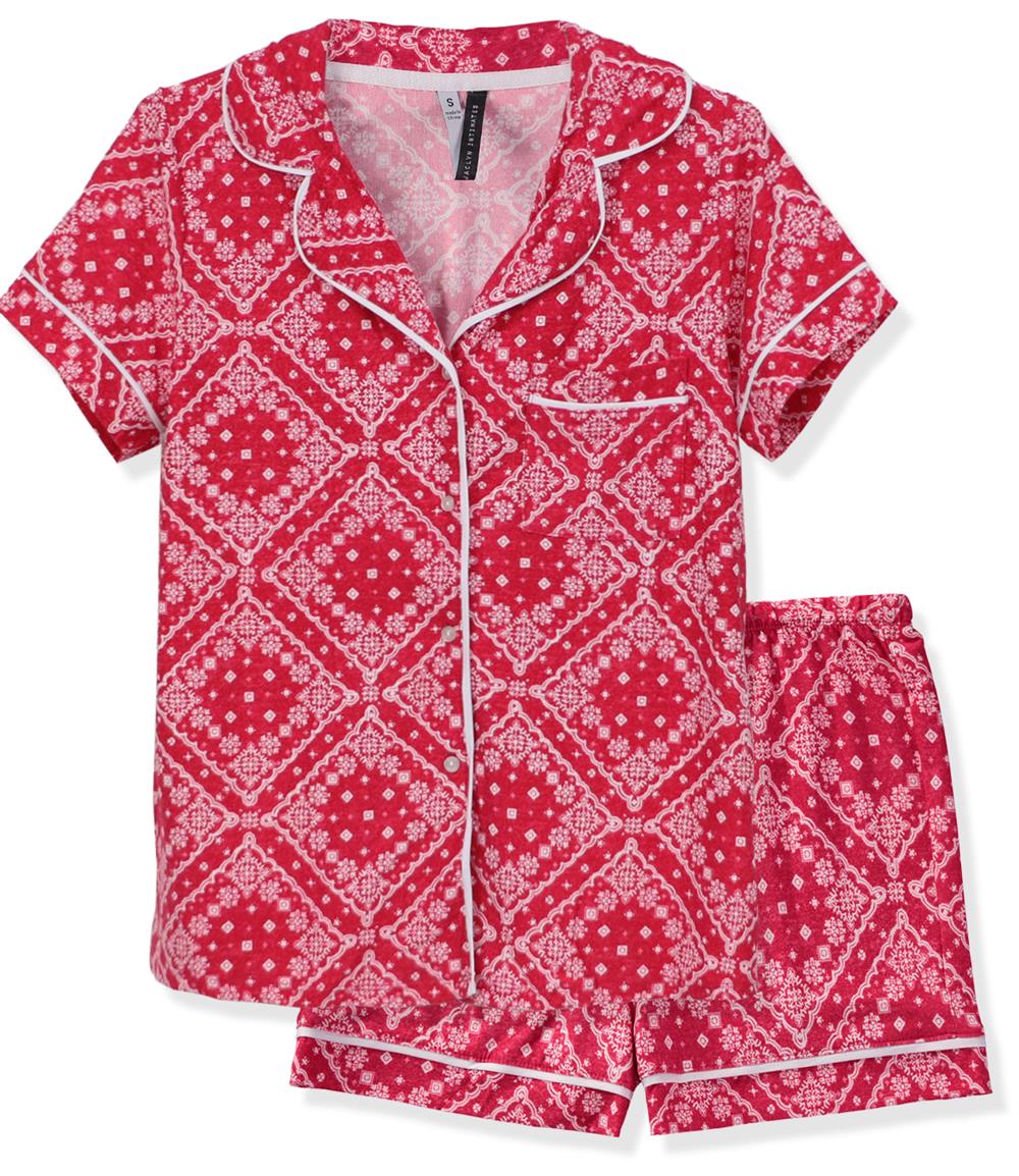 Jaclyn Intimates Short Sleeve Notch Collar Pajama Set