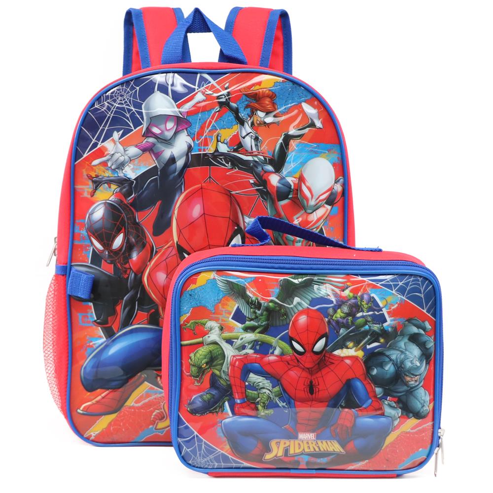 Marvel 16' Full Size Spiderman Backpack with Detachable Lunch Box