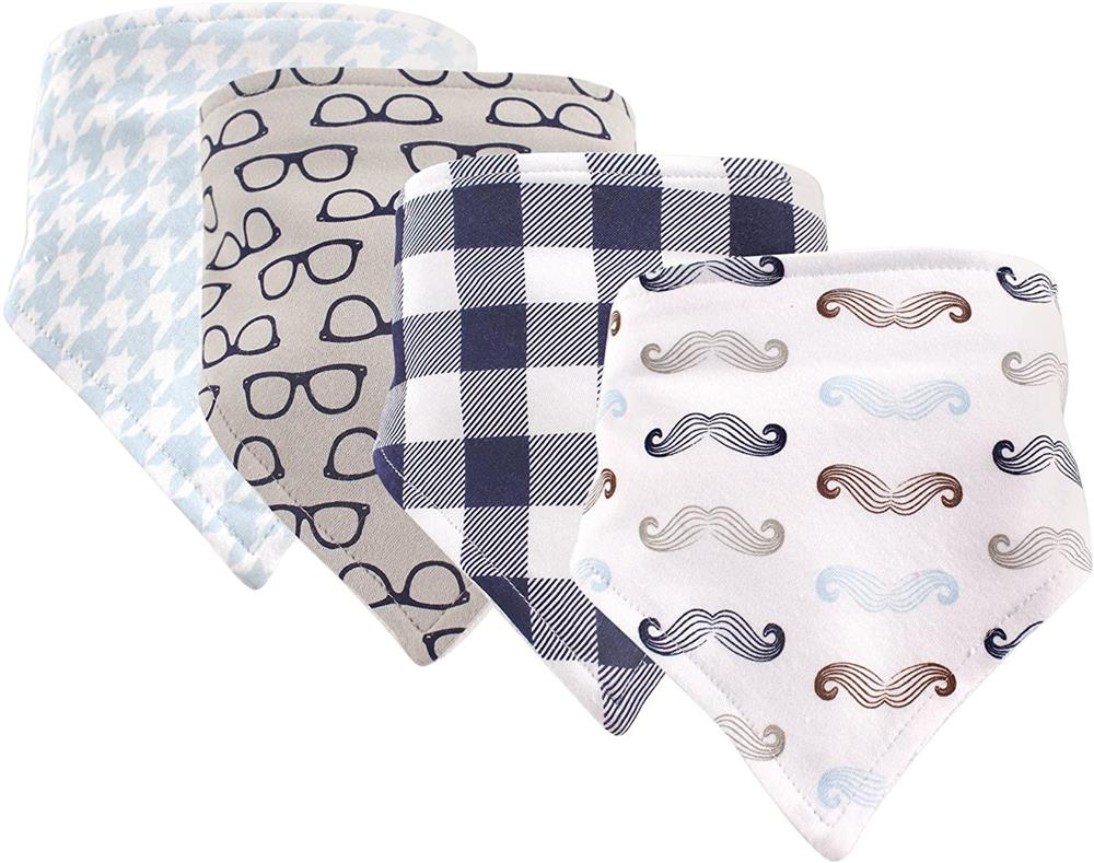 Hudson Baby Baby Cotton Bandana Bibs, Mustaches