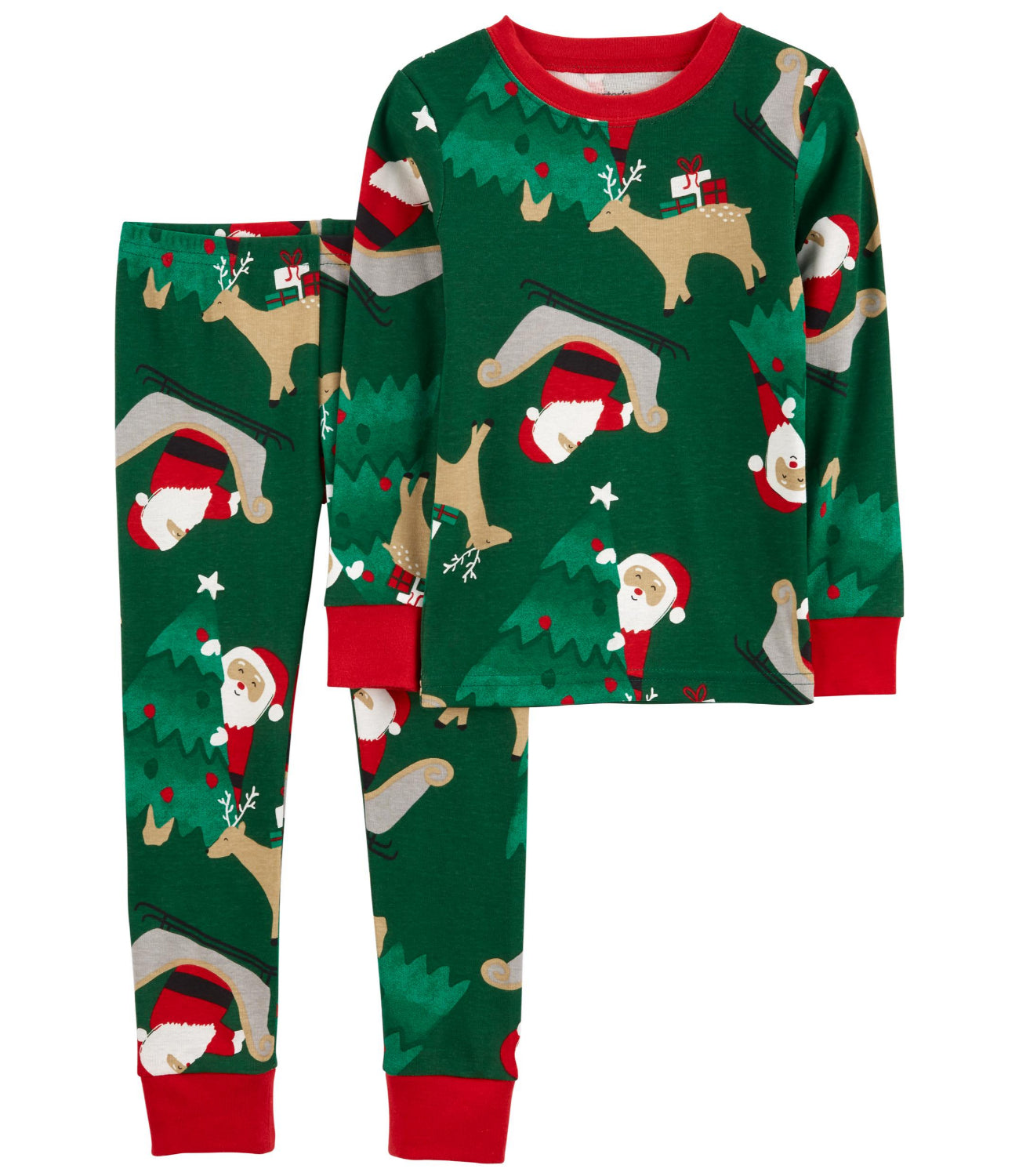 Carters Boys 4-14 2-Piece Santa 100% Snug Fit Cotton PJ Set