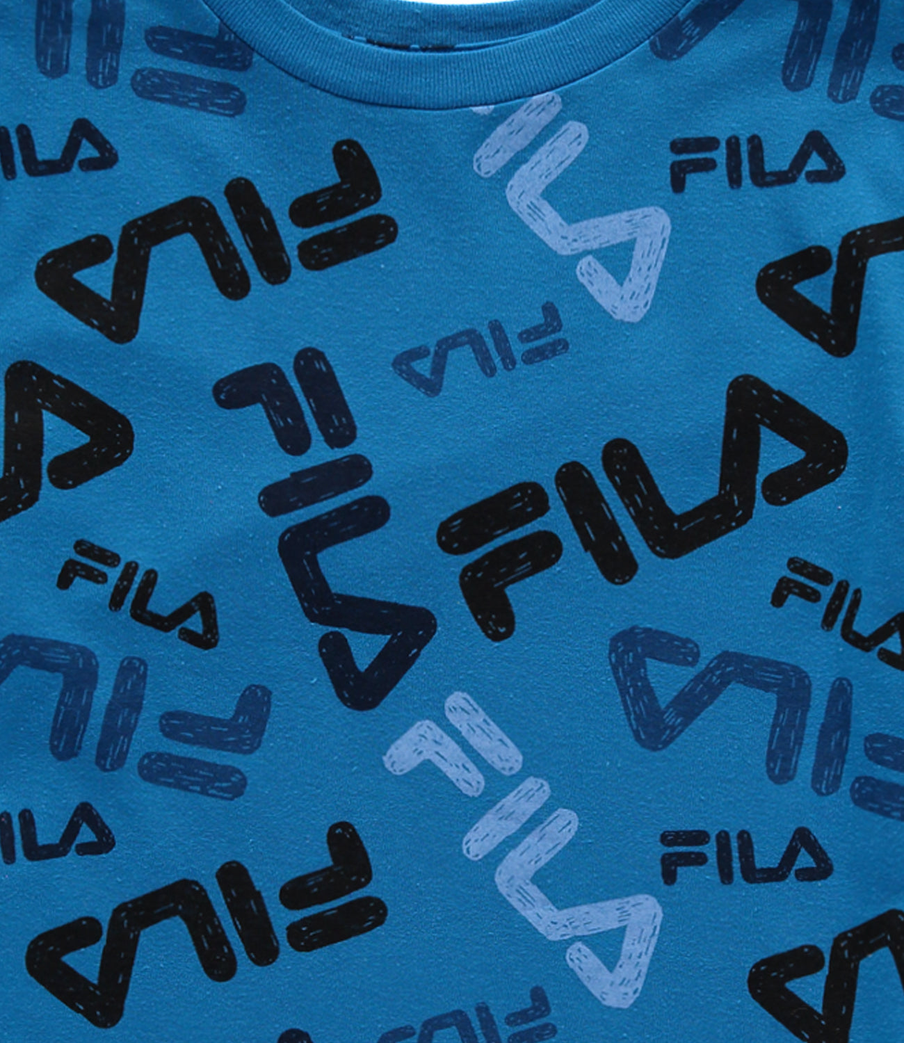 FILA Boys 4-7 Short Sleeve Scattered All Over Print Logo T-Shirt