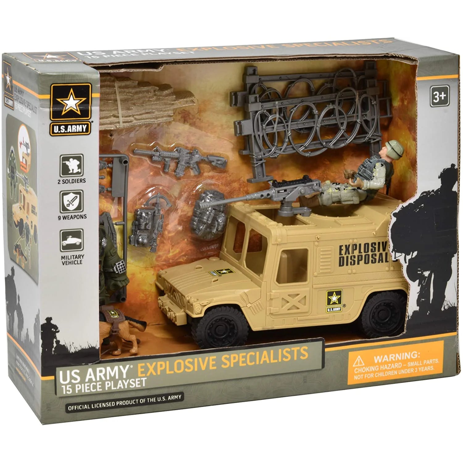 U.S. Army Explosive Specialists Military Toy 15 Piece Playset,  3+ Years