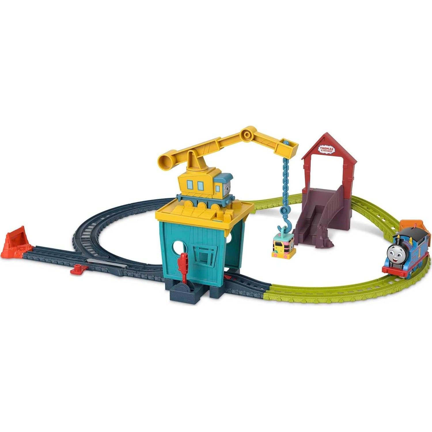 Fisher Price Thomas And Friends Train Set With Carly The Crane Sandy And Motorized Thomas, Fix ‘Em Up Friends