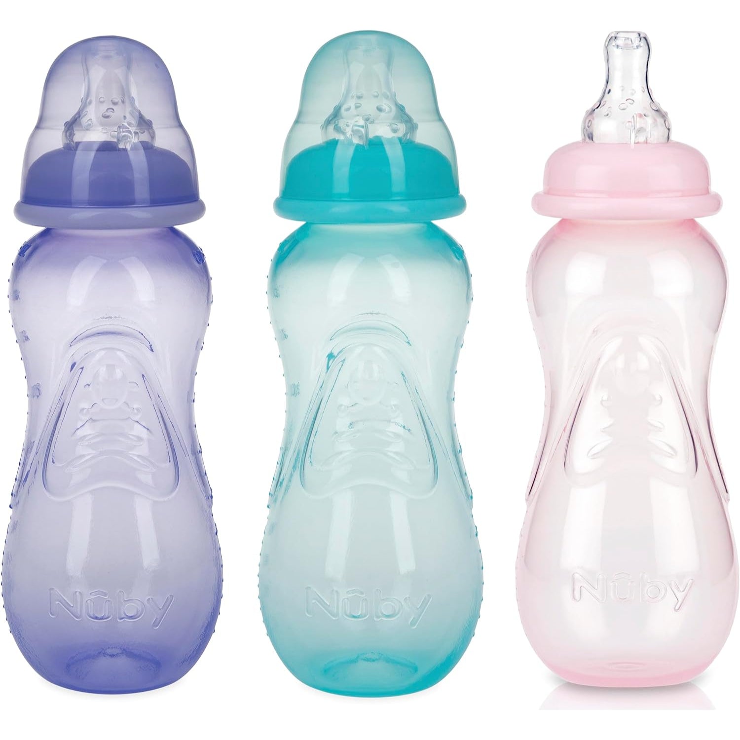 Nuby Non-Drip Standard Neck Bottles, 10 oz