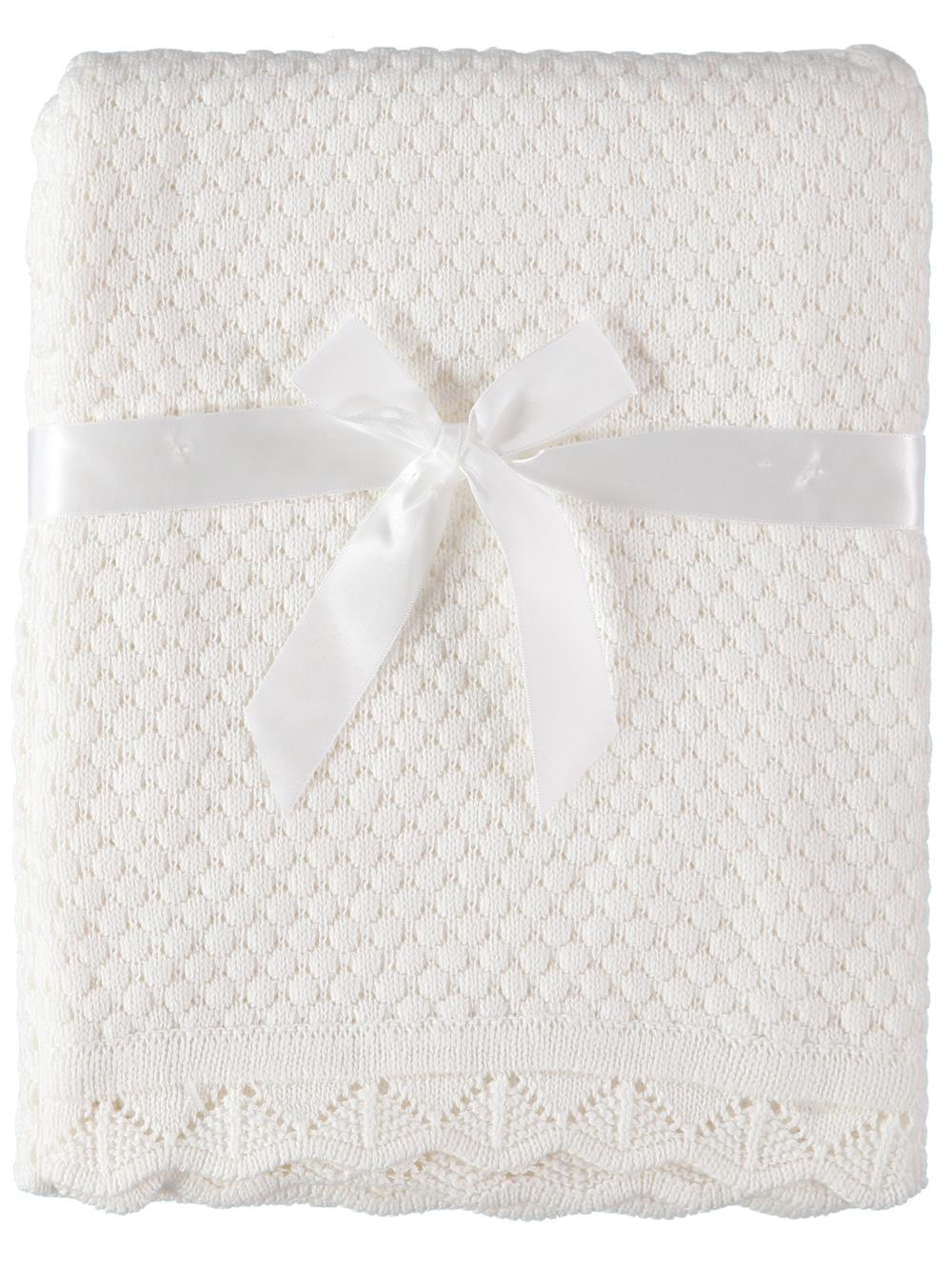 Baby Dove Popcorn Scallop Knit Blanket