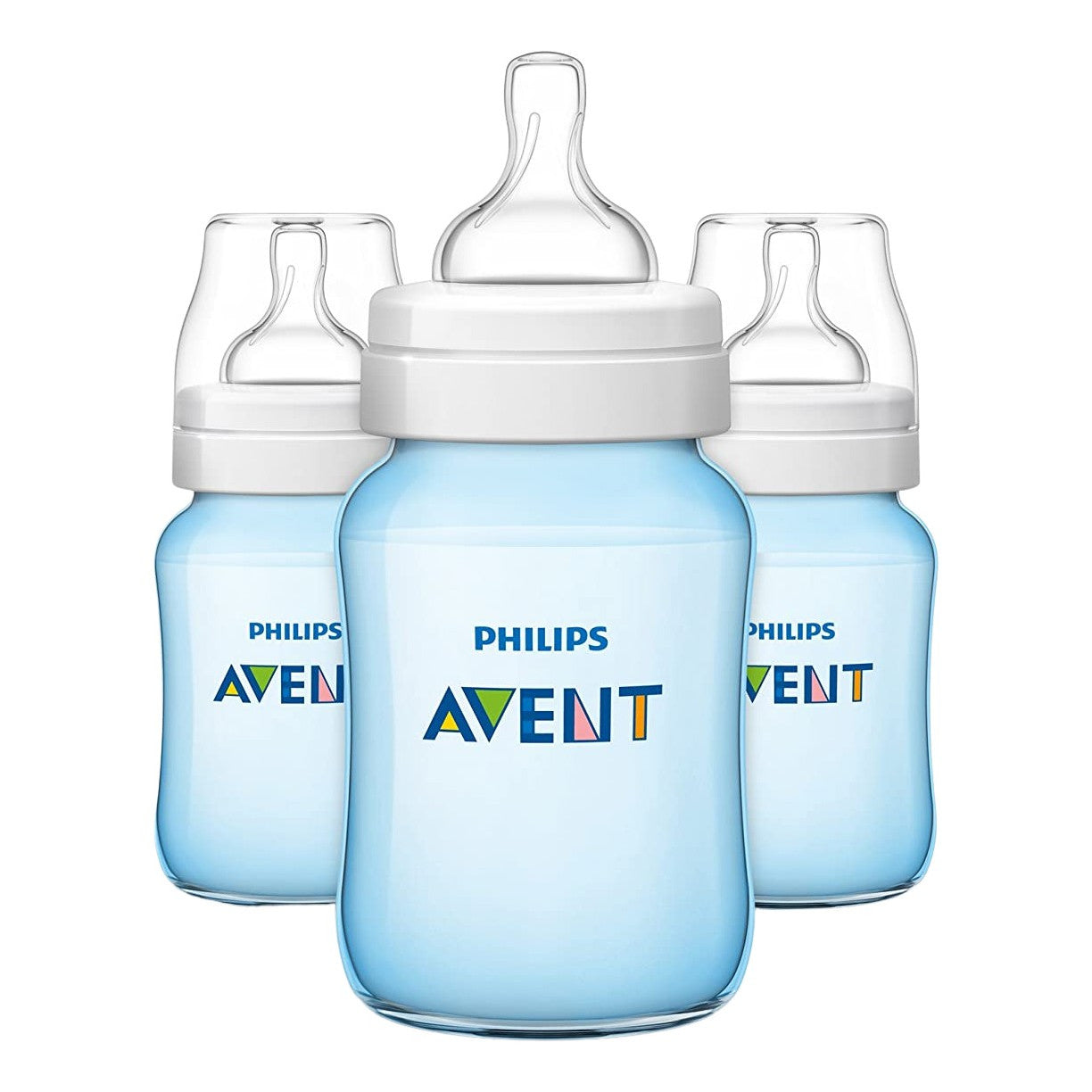 Philips Avent Anti-Colic Bottle with Air-Free Vent, Blue, 9oz- 3 Pack