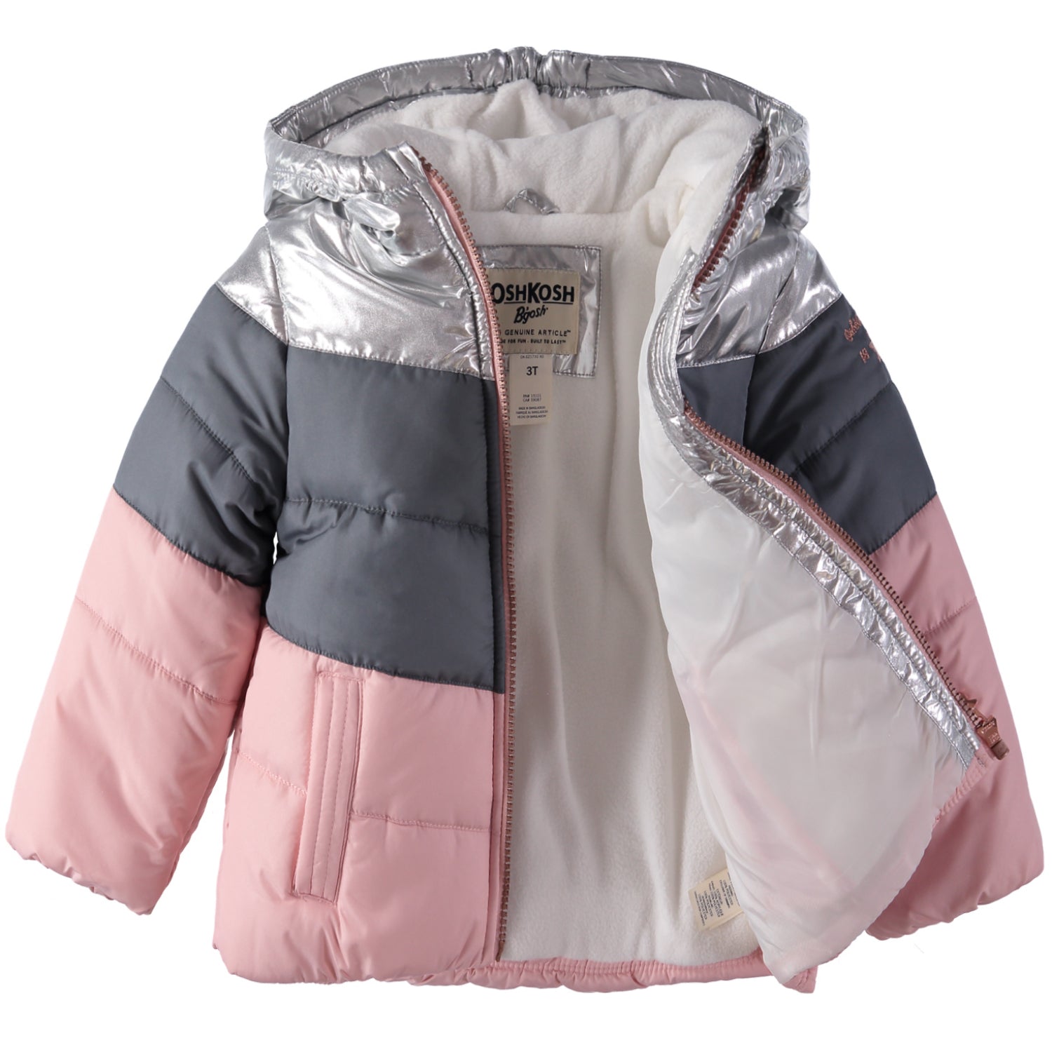 Osh Kosh Girls 12-24 Months Colorblock Puffer Jacket