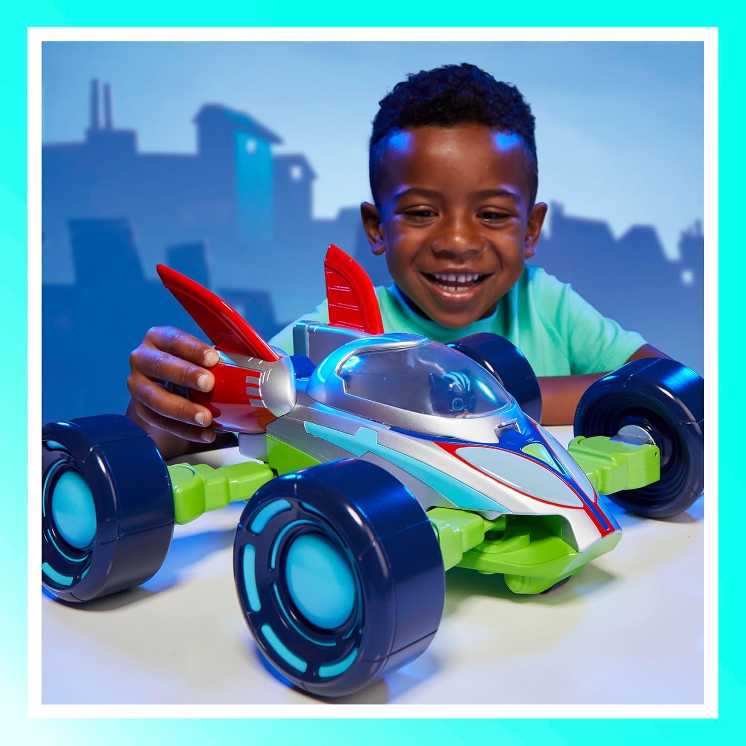 Hasbro PJ Masks Power Heroes PJ Hero Vehicle, Convertible Hero Flash Vehicle of Power Heroes with 3 Modes, Lights and Sounds