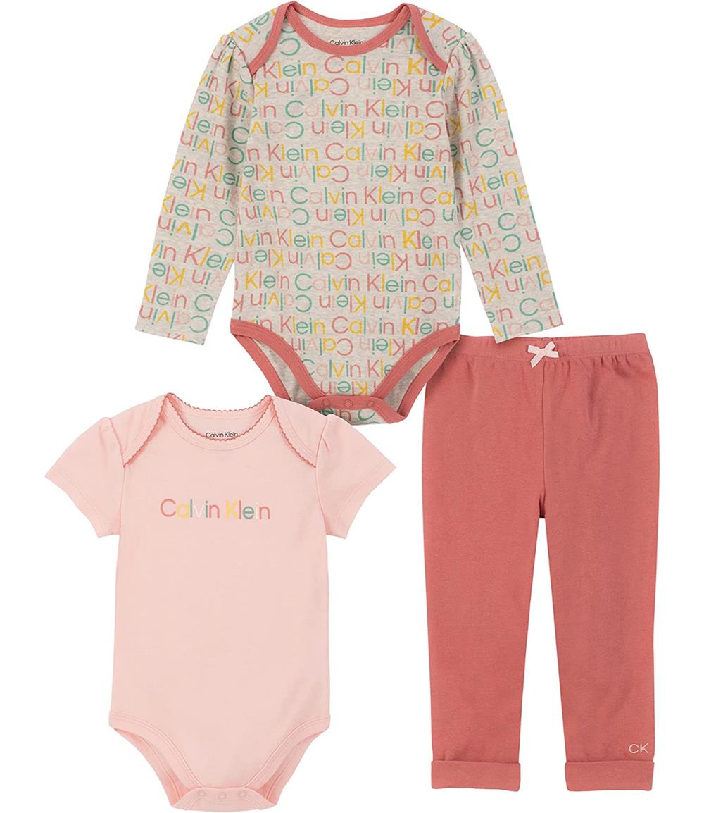 Calvin Klein Girls 12-24 Months 3-Piece Bodysuit Pant Set