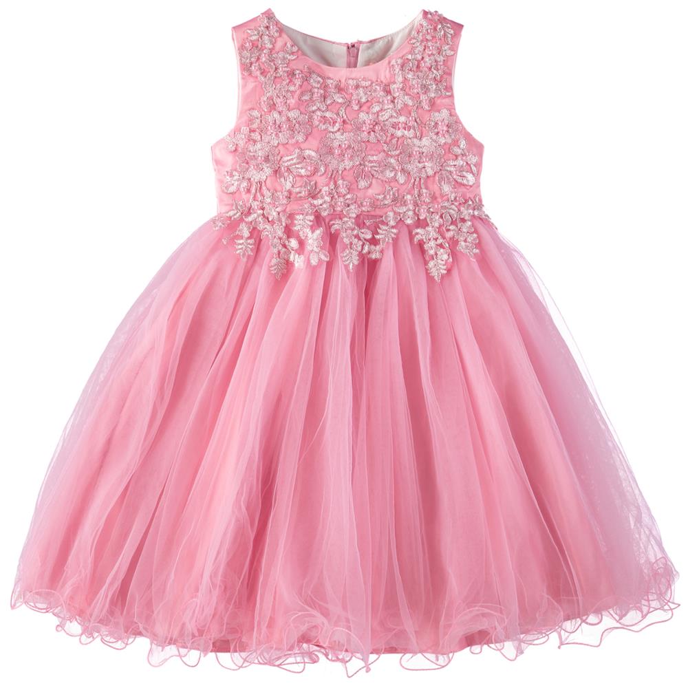 Cyndeelee Girls 4-16 Sleeveless Embroidered Floral Tulle Party Dress Wedding Flower Girl Dress