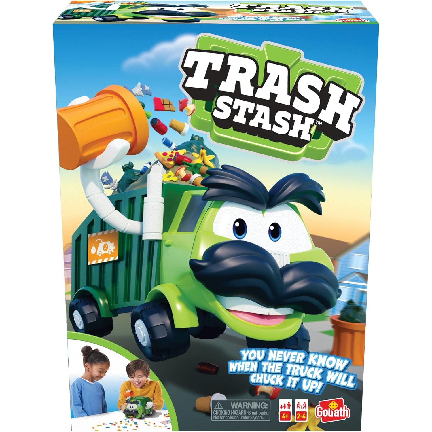 Goliath Trash Stash Game - Fill Trashcan, Watch It Dump Into Garbage Truck Or Truck Chucks It Up