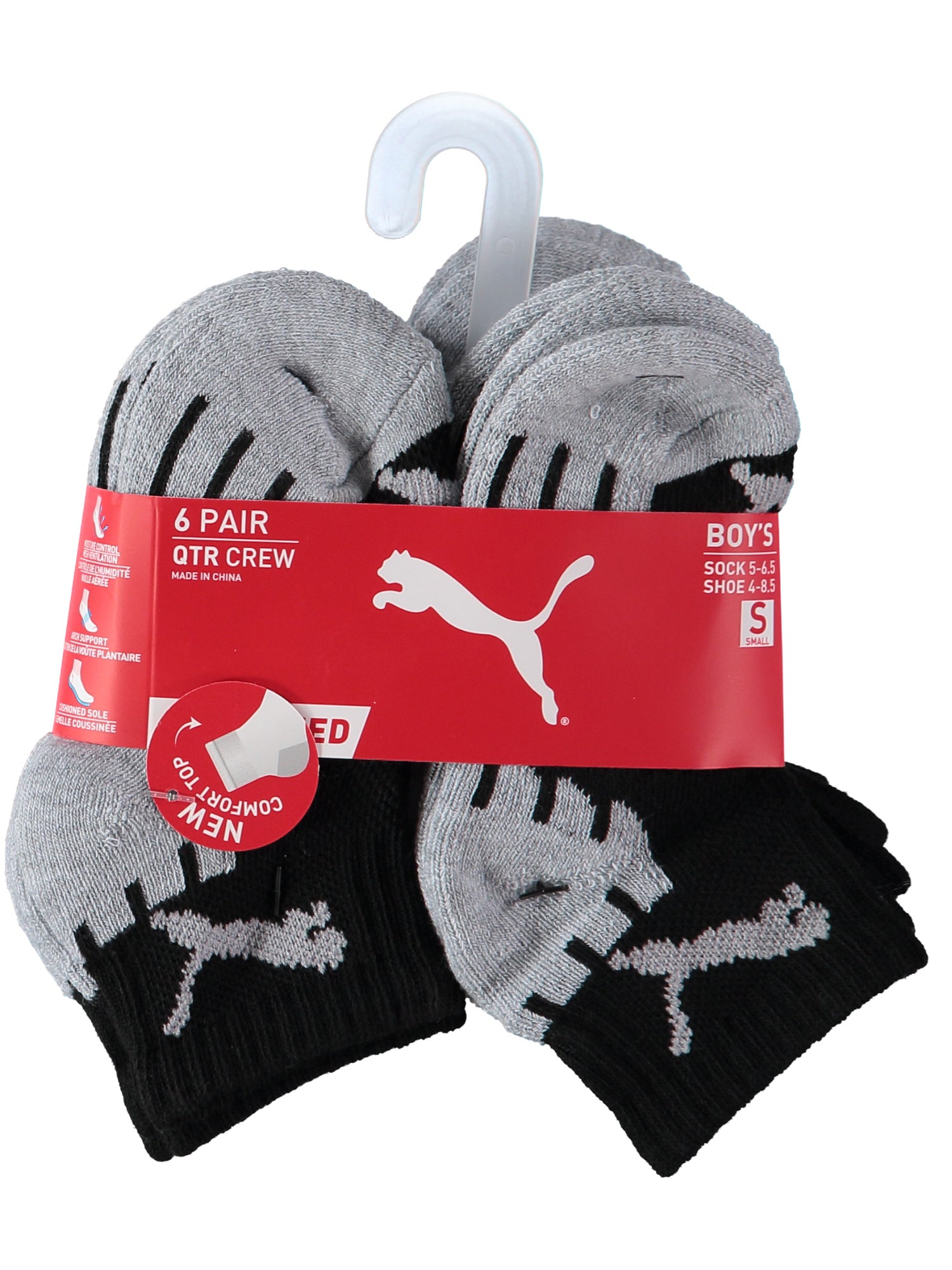 PUMA Toddler Boys 6-Pack Quarter Sock