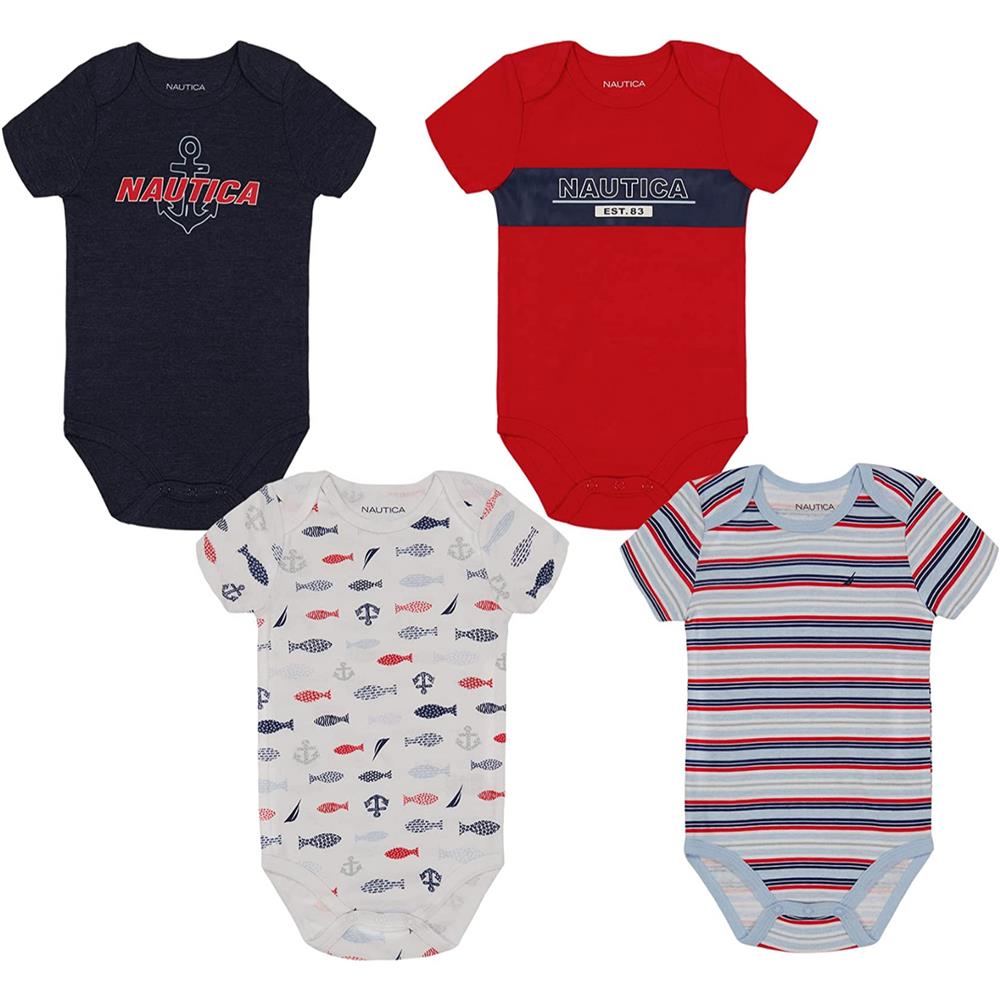 Nautica Boys 0-9 Months Anchor 4-Pack Bodysuit