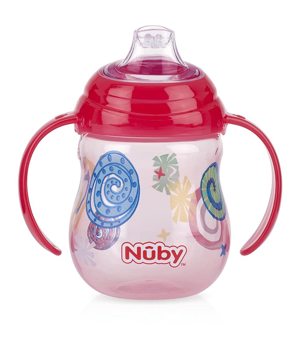 Nuby Designer Series No-Spill Clik-It Grip n' Sip Soft Flex Spout Cup, 9 Ounce