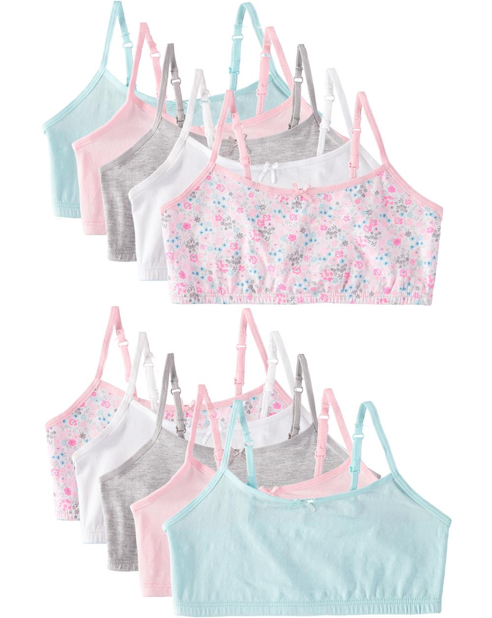 Cyndeelee Girls 7-14 Cotton 10-Pack Bra