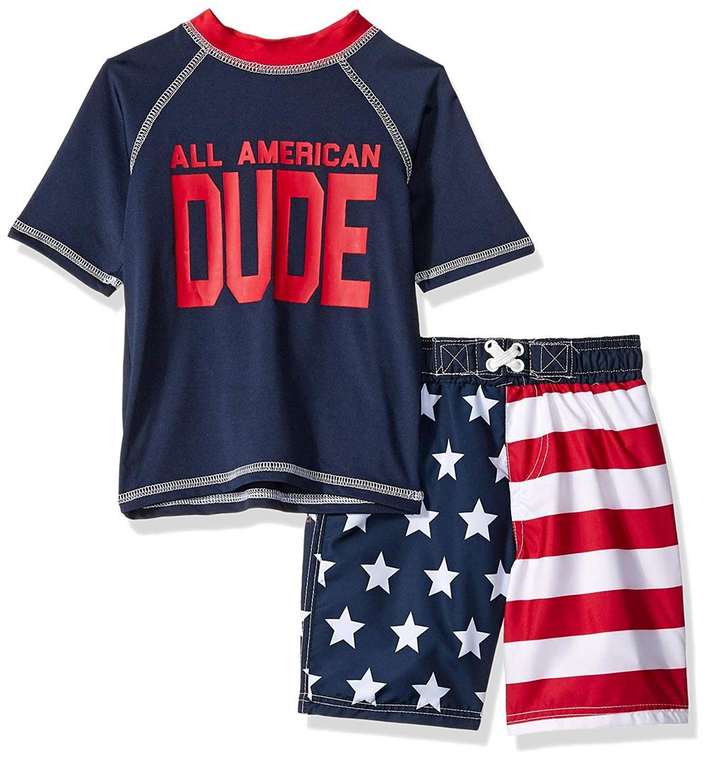 iXtreme Boys 2T-4T Flag Rash Guard Swim Set