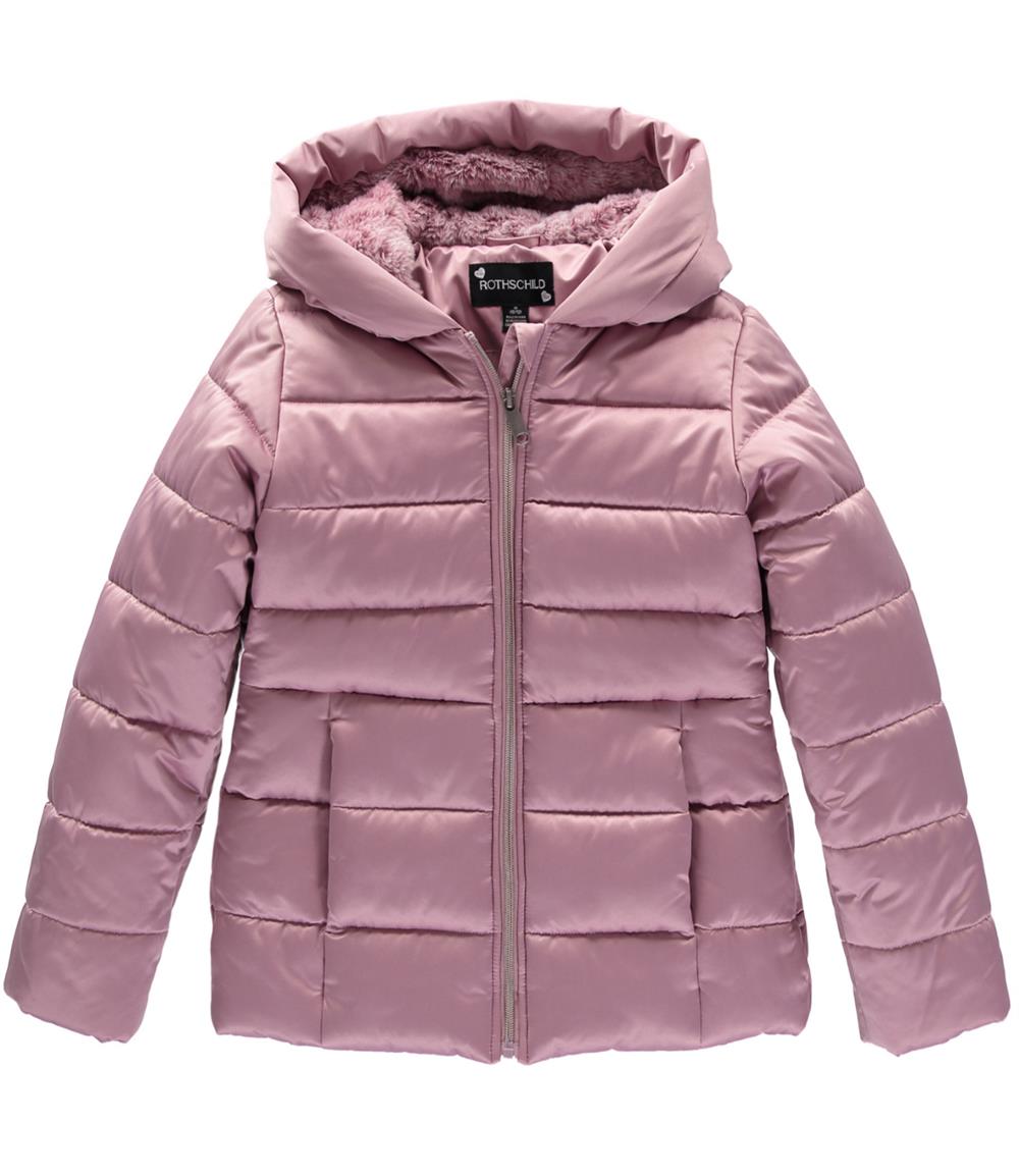 Rothschild Girls 4-6X Satin Fur Puffer Jacket