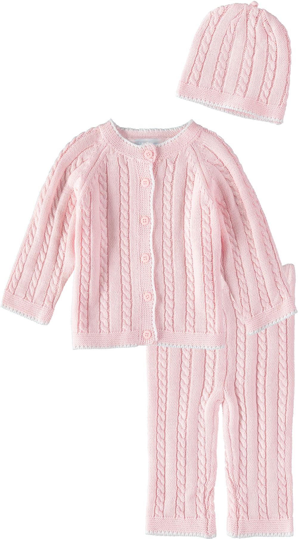 Baby Dove Cable Knit Take Me Home Set w/ Hat in Pink