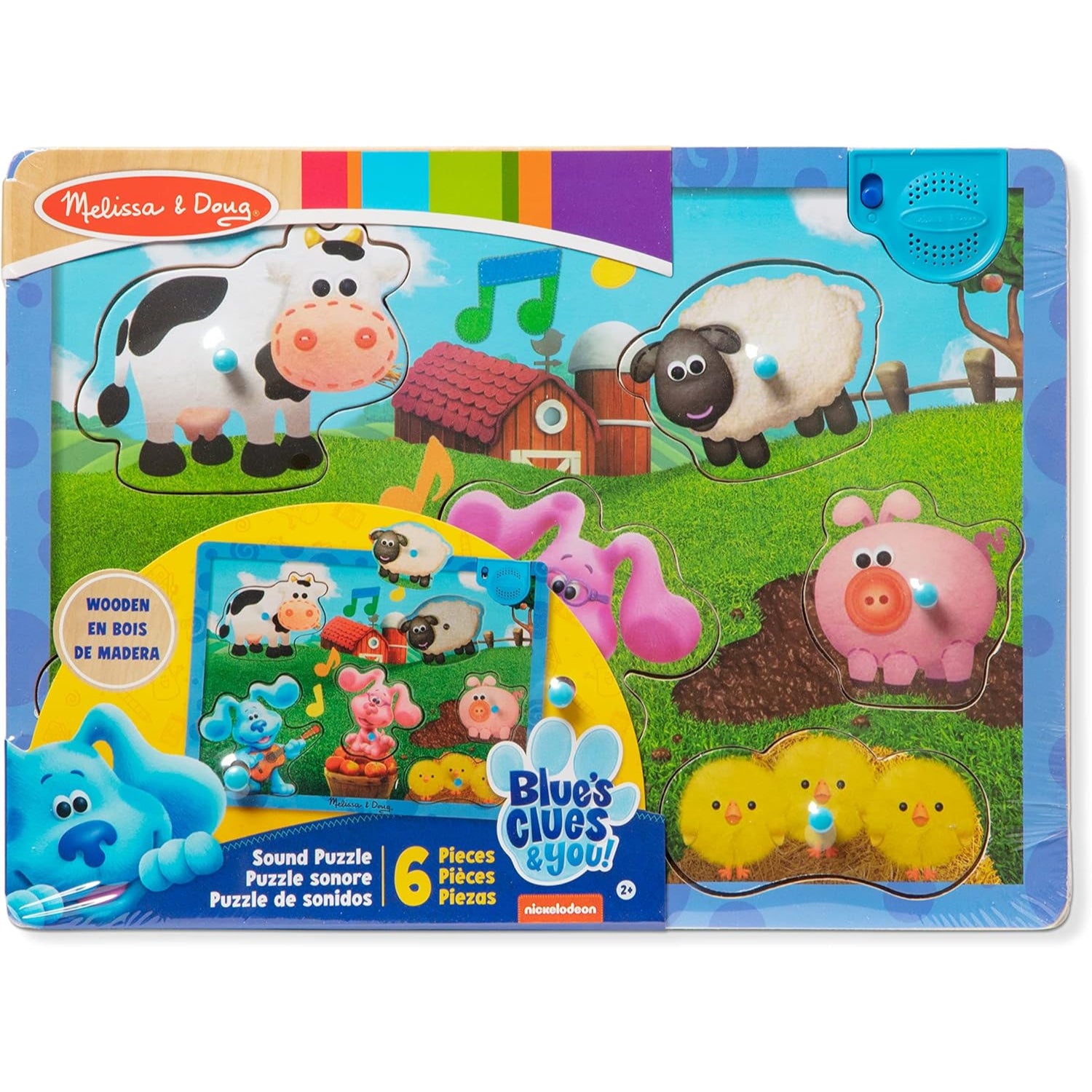 Melissa and Doug Blue's Clues & You! Wooden Sound Puzzle - Musical Farm (6 Pieces)