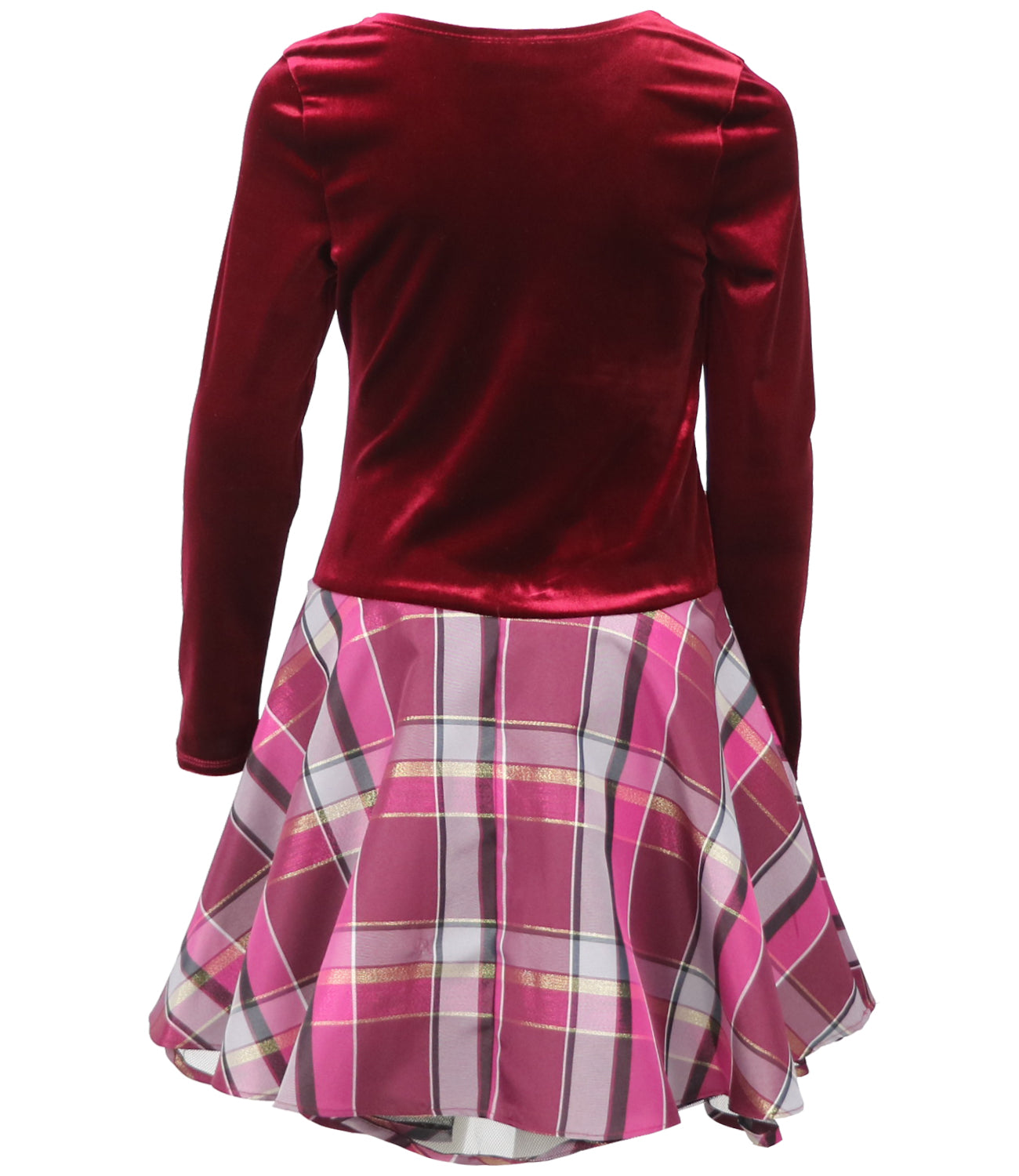 Bonnie Jean Girls 7-16 Christmas Velvet Drop Waist Plaid Dress