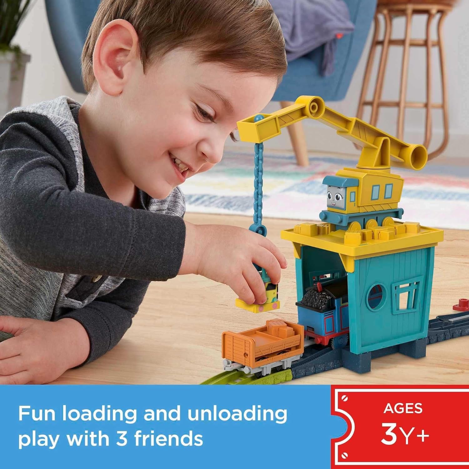 Fisher Price Thomas And Friends Train Set With Carly The Crane Sandy And Motorized Thomas, Fix ‘Em Up Friends