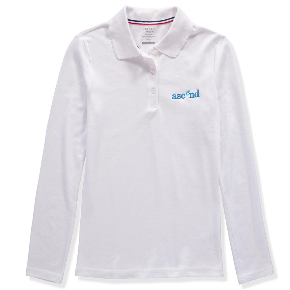 French Toast Girls 7-20 Ascend Long Sleeve Interlock Polo with Picot Collar