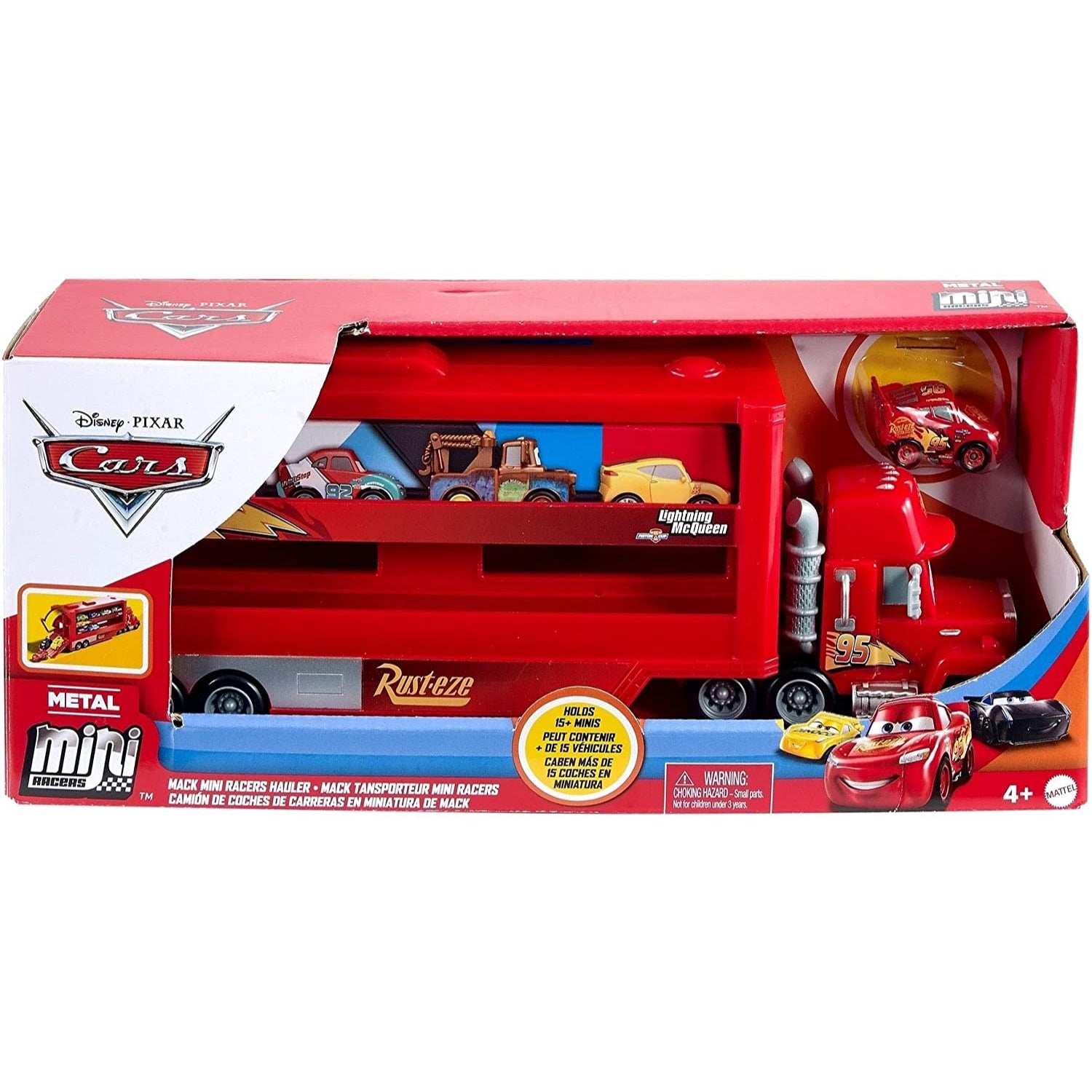 Mattel Disney Car Toys Mack Mini Racers Hauler & 1 Mini Toy Car