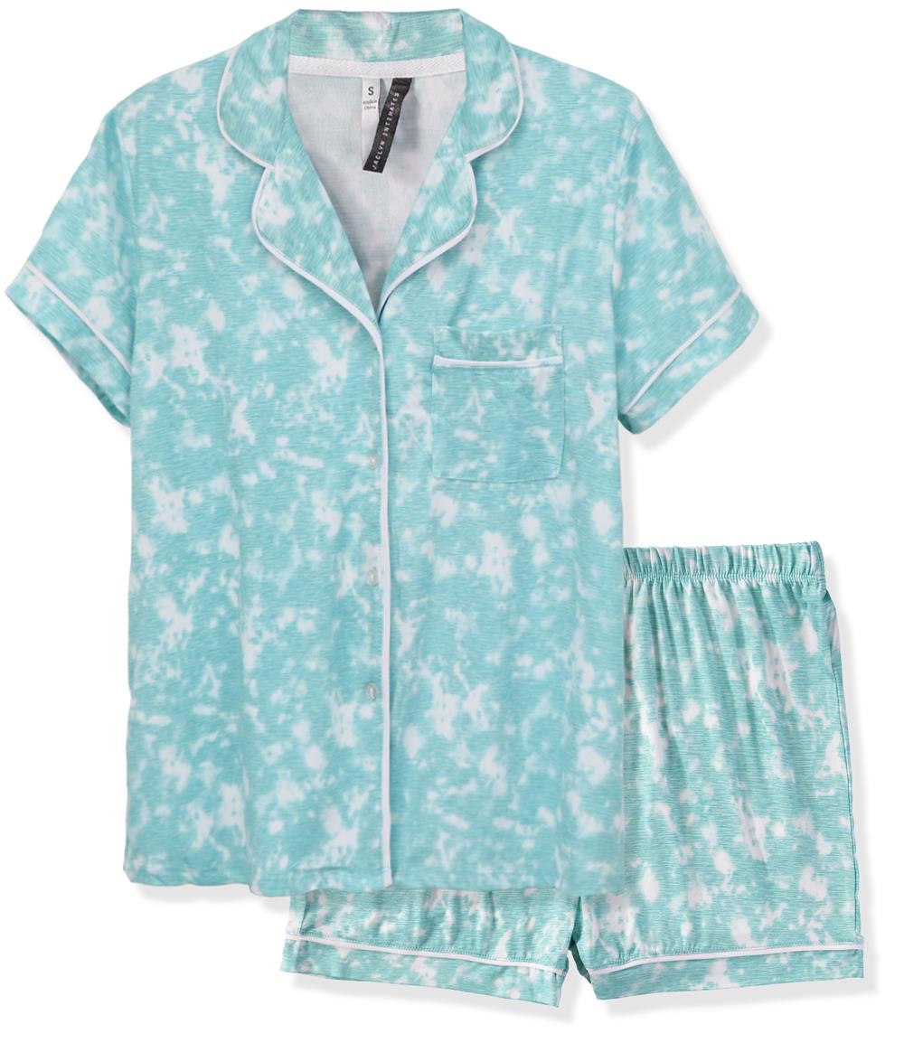 Jaclyn Intimates Short Sleeve Notch Collar Pajama Set