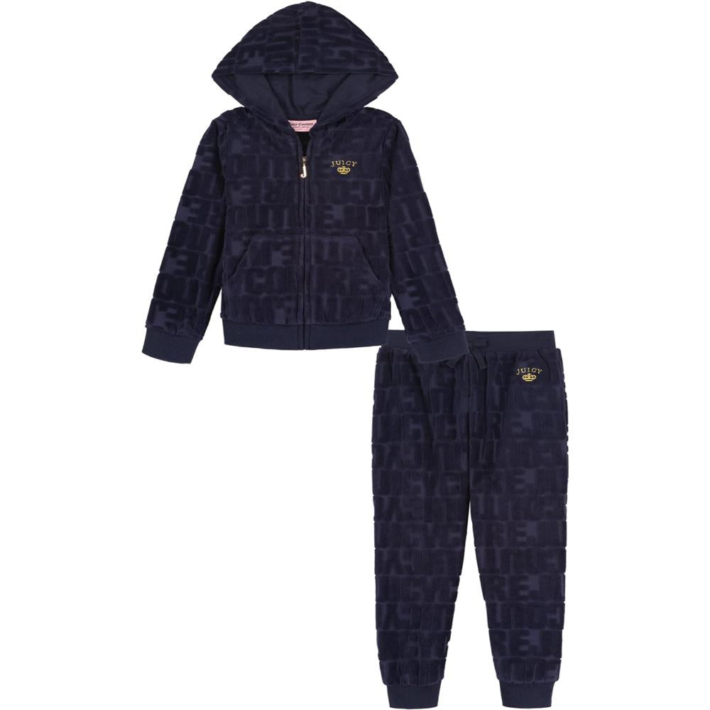 Juicy Couture Girls 2T-4T Velour Zip Front Jogger Set