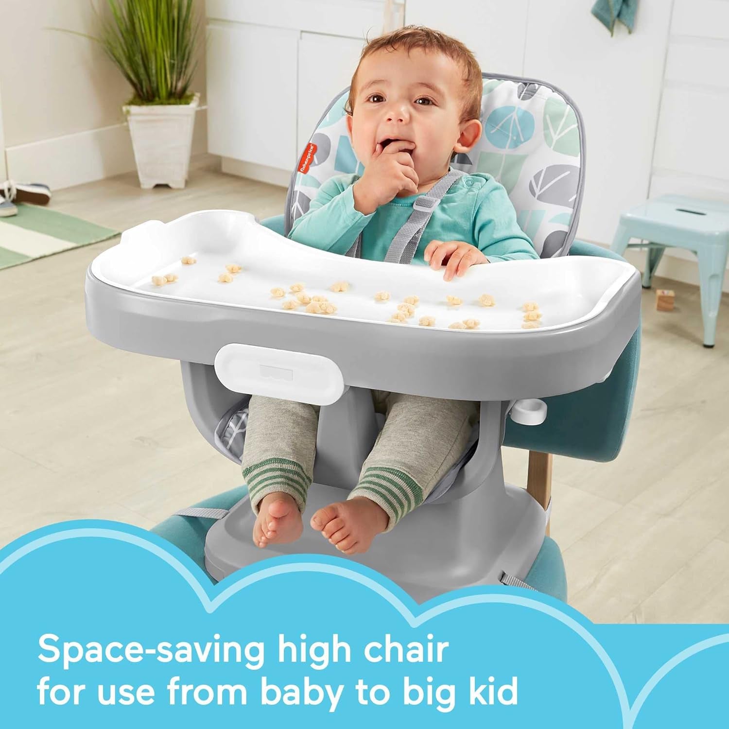 Fisher Price Spacesaver Simple Clean High Chair- Pebble Stream