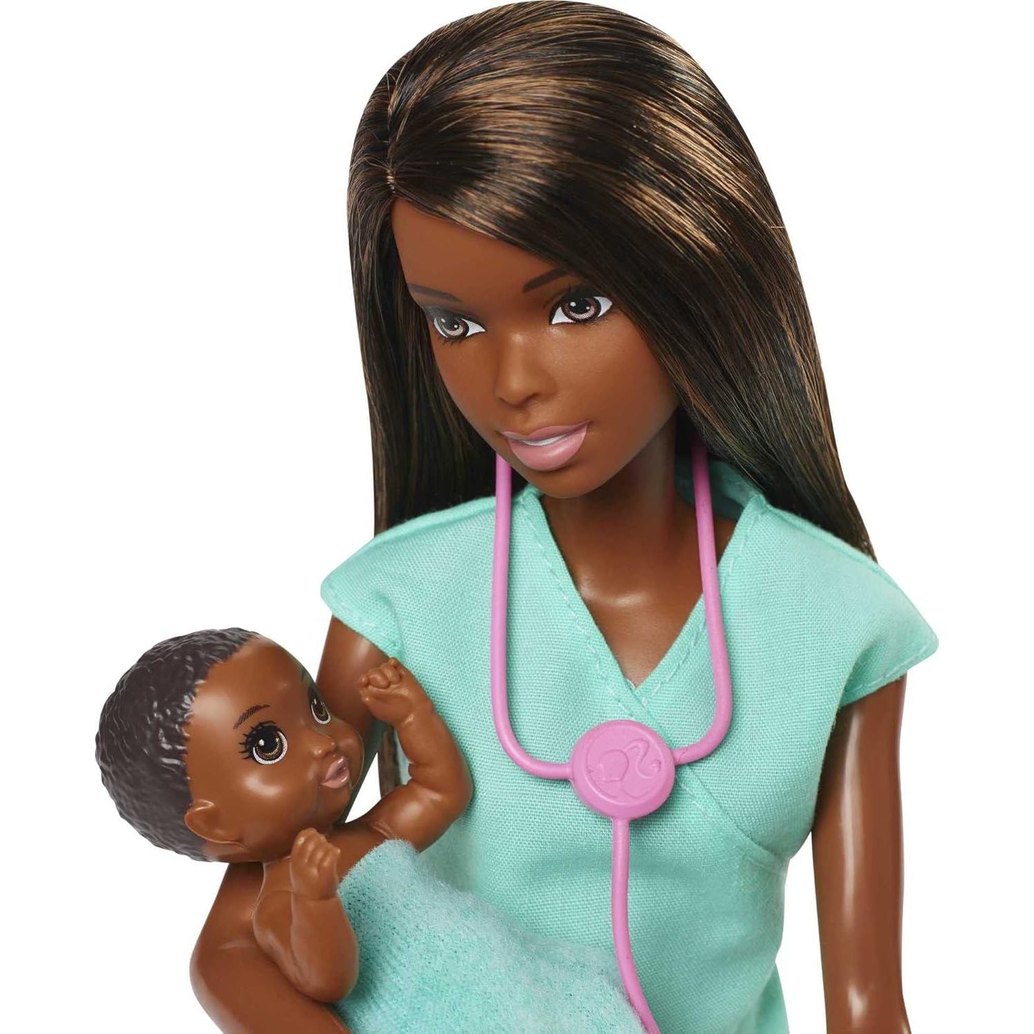 Mattel Barbie Careers Doll & Playset, Baby Doctor Theme with Brunette Fashion Doll, 2 Baby Dolls