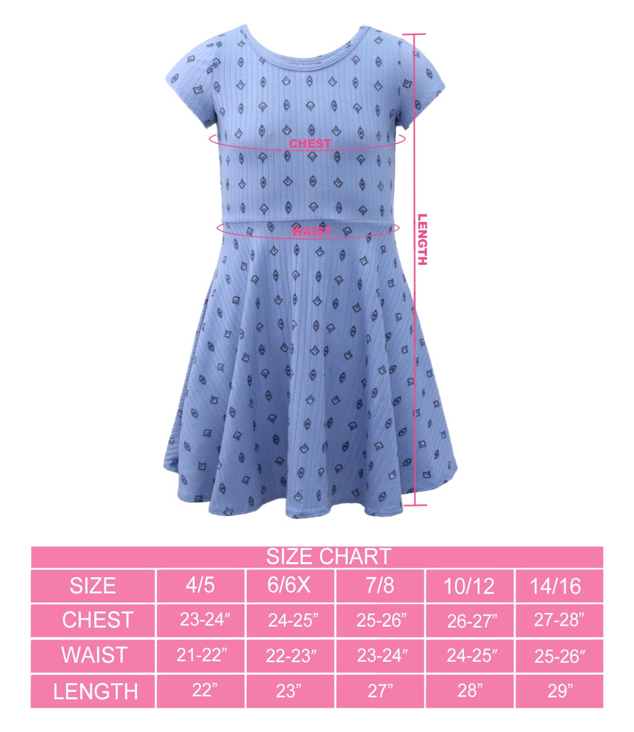 Cyndeelee Girls 4-16 Short Sleeve Ribbed-Knit Skater Dress