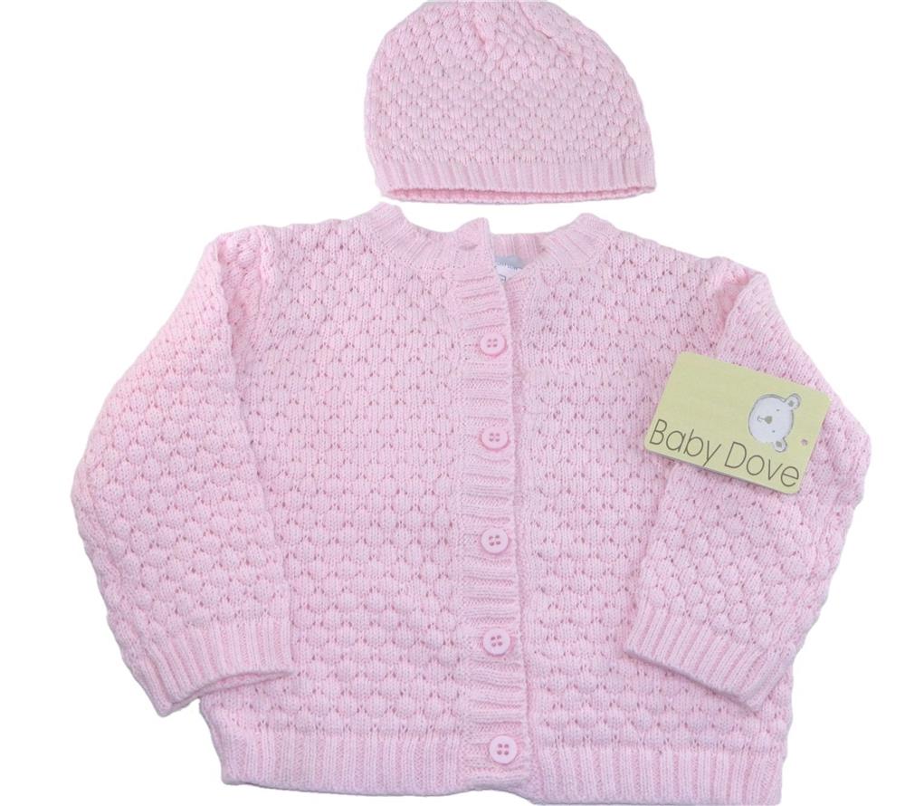 Baby Dove Popcorn Knit Cardigan & Hat Gift Set