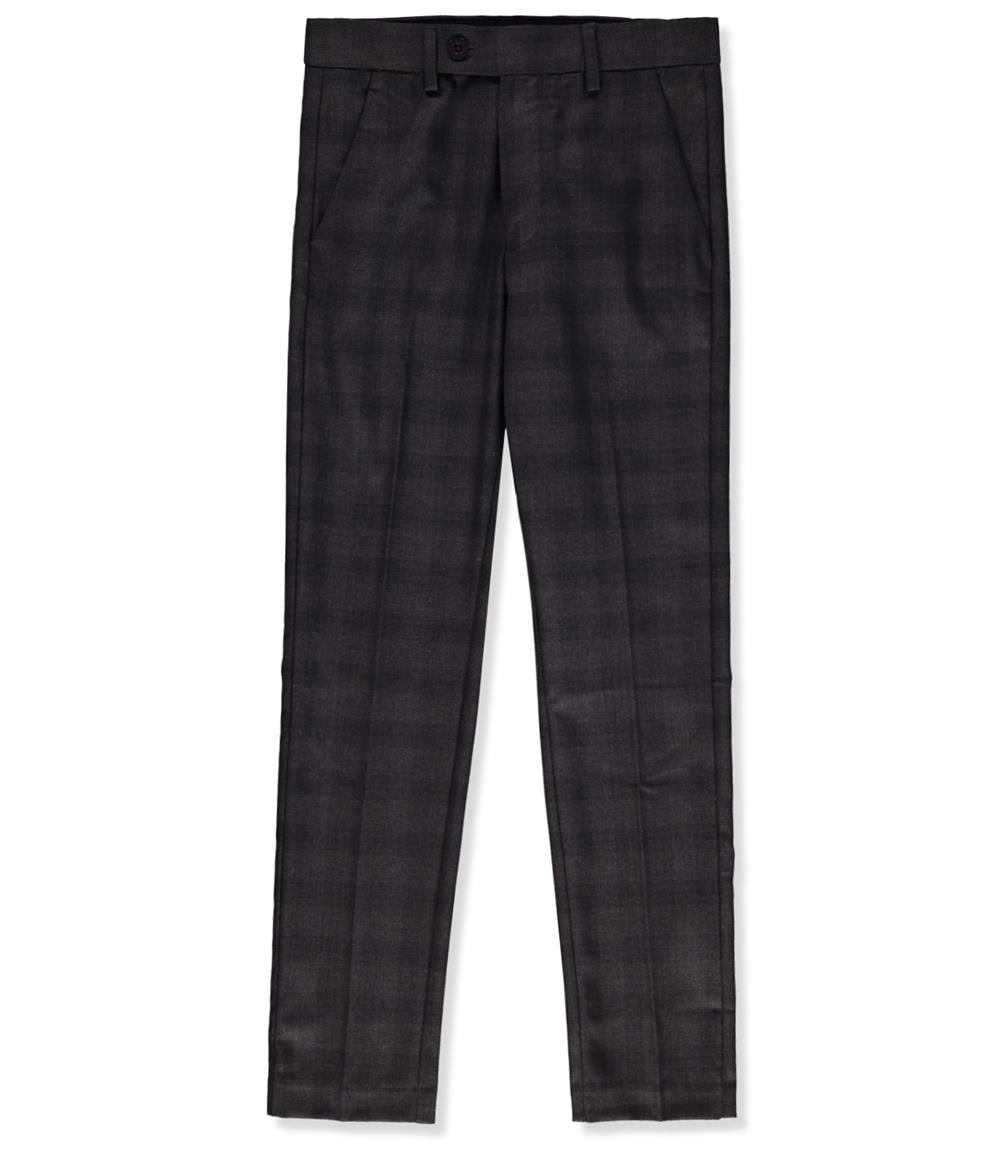 Leo & Zachary Boys 4-16 Adjustable Waist Slim Fit Glen Plaid Check Dress Pant