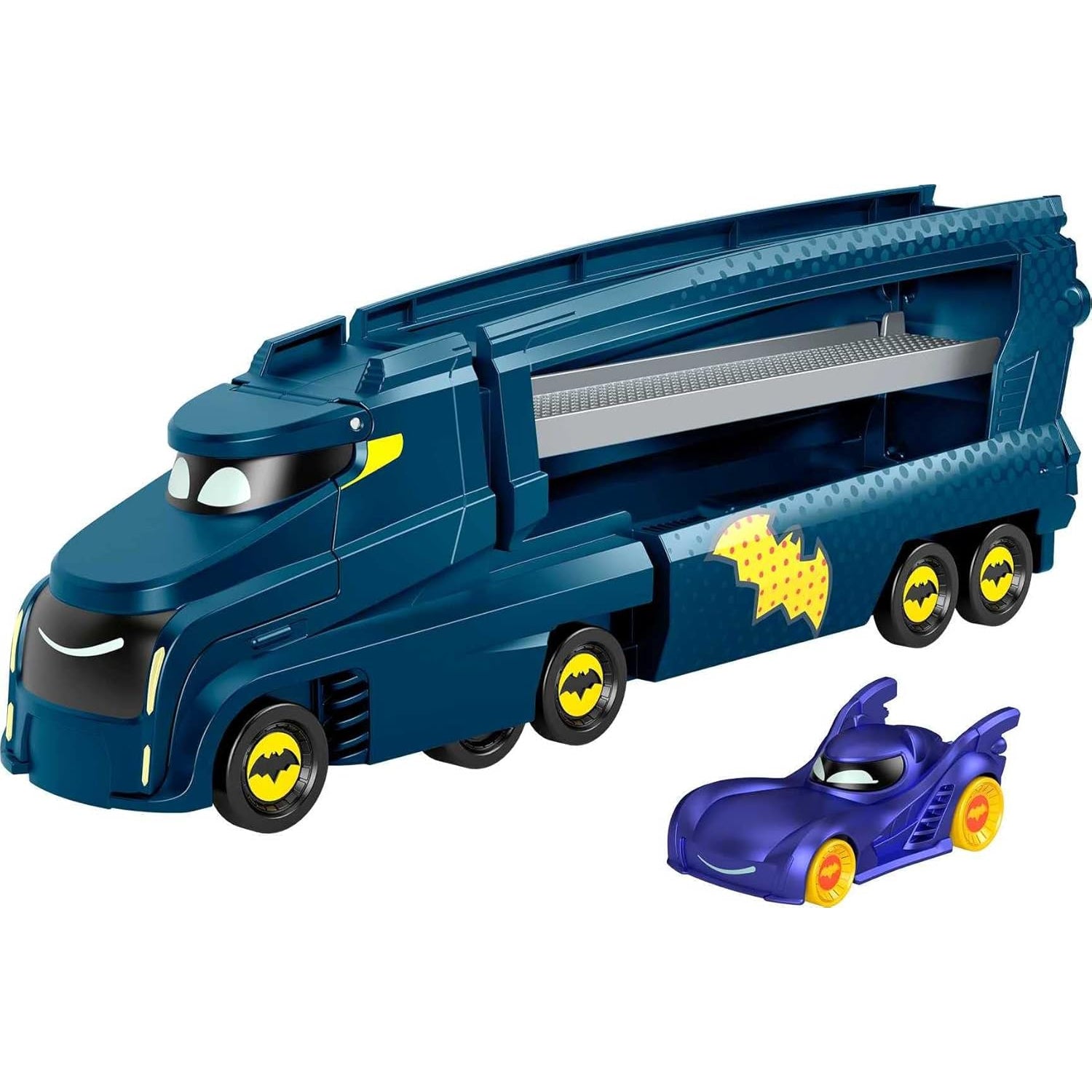 Fisher-Price DC Batwheels Toy Hauler And Car, Bat-Big Rig With Ramp And Vehicle Storage