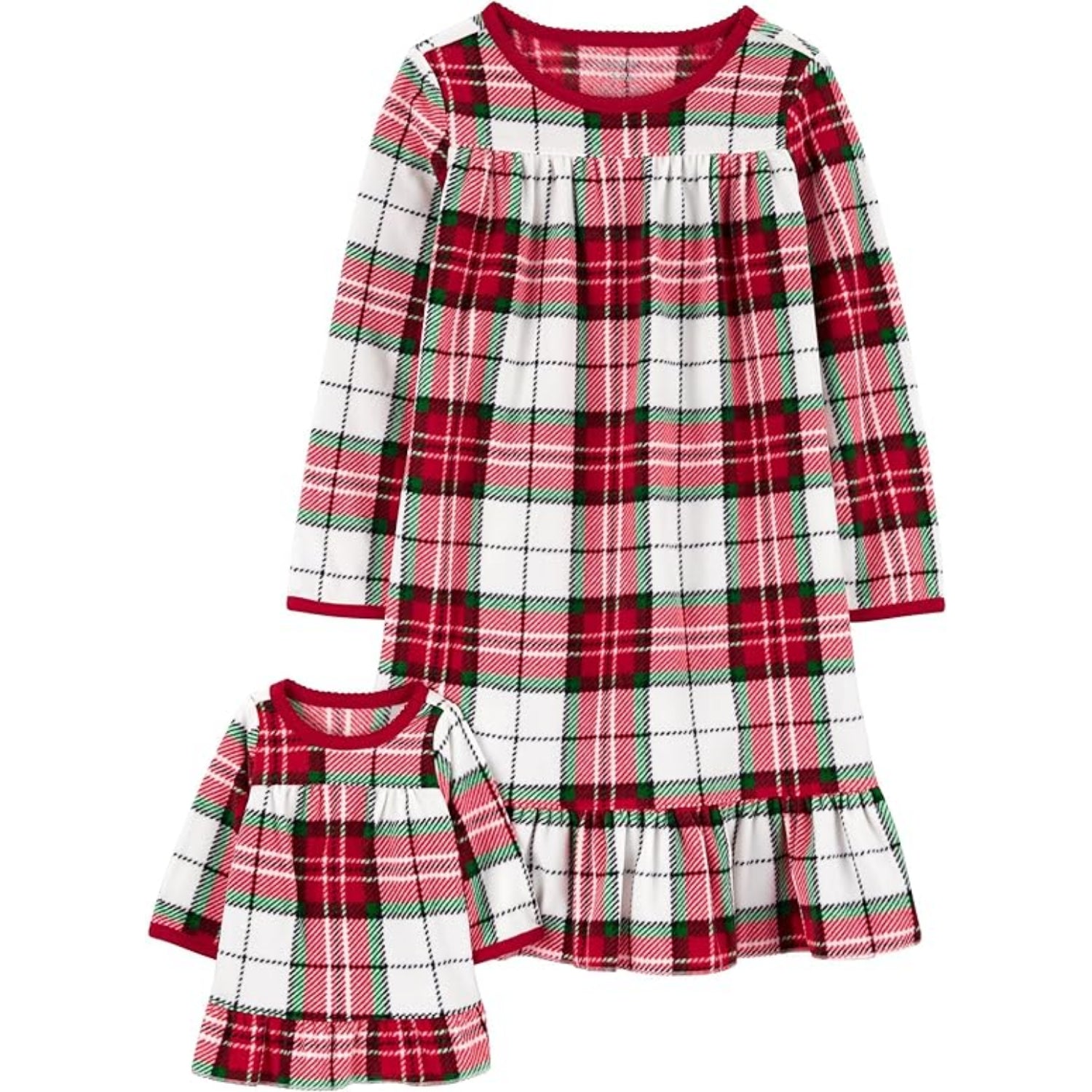 Carters Girls Plaid Fleece Sleep Gown & Doll Dress Set